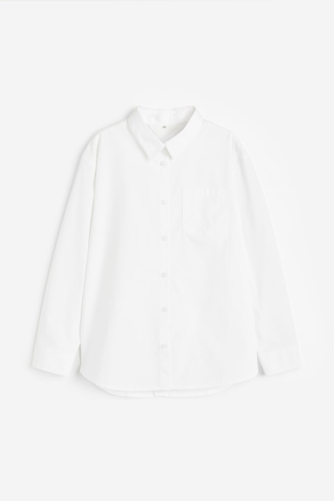Cotton poplin shirt - White/Blue/Striped - 1