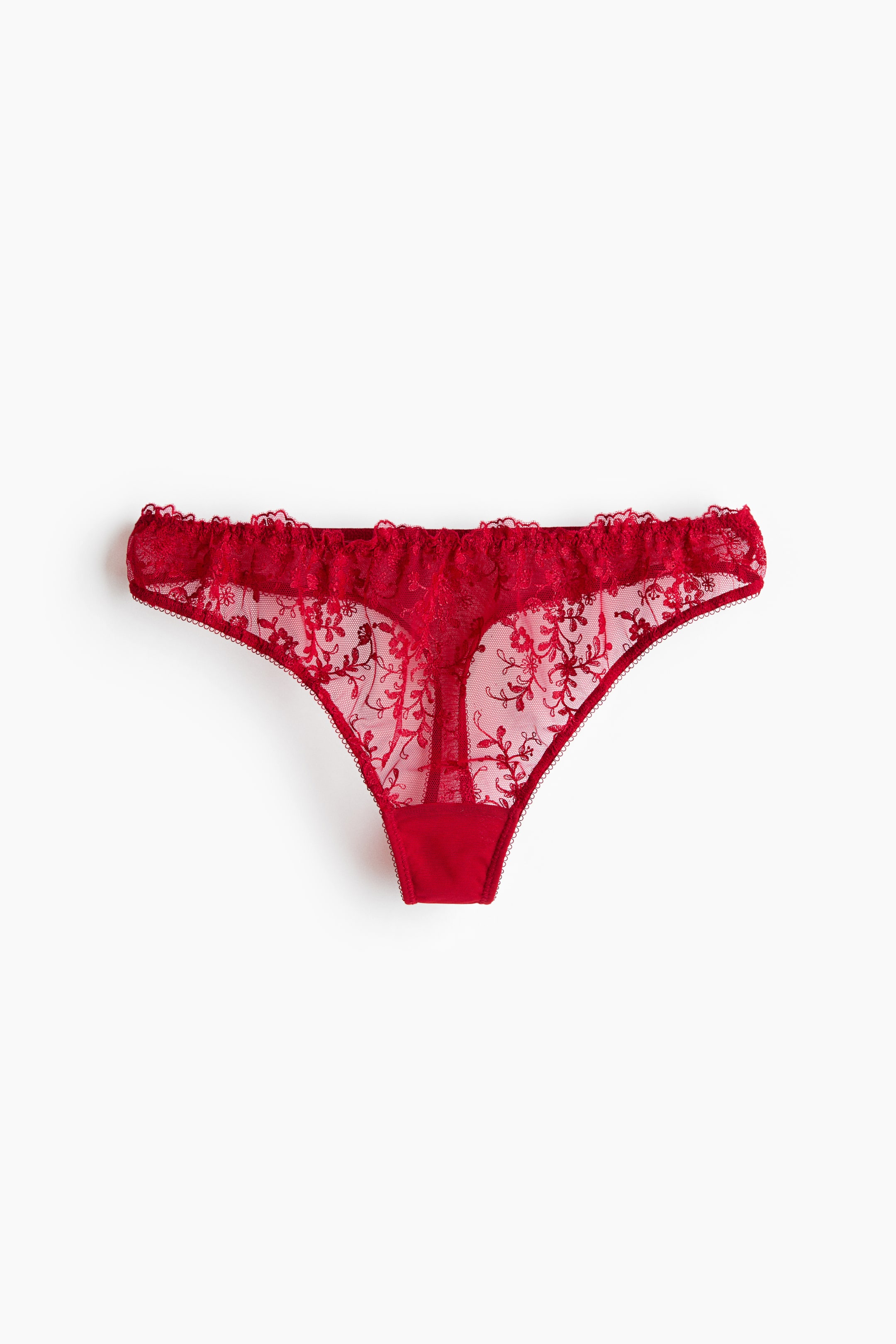 View larger image: Embroidered thong briefs - Red - Ladies | H&M 1