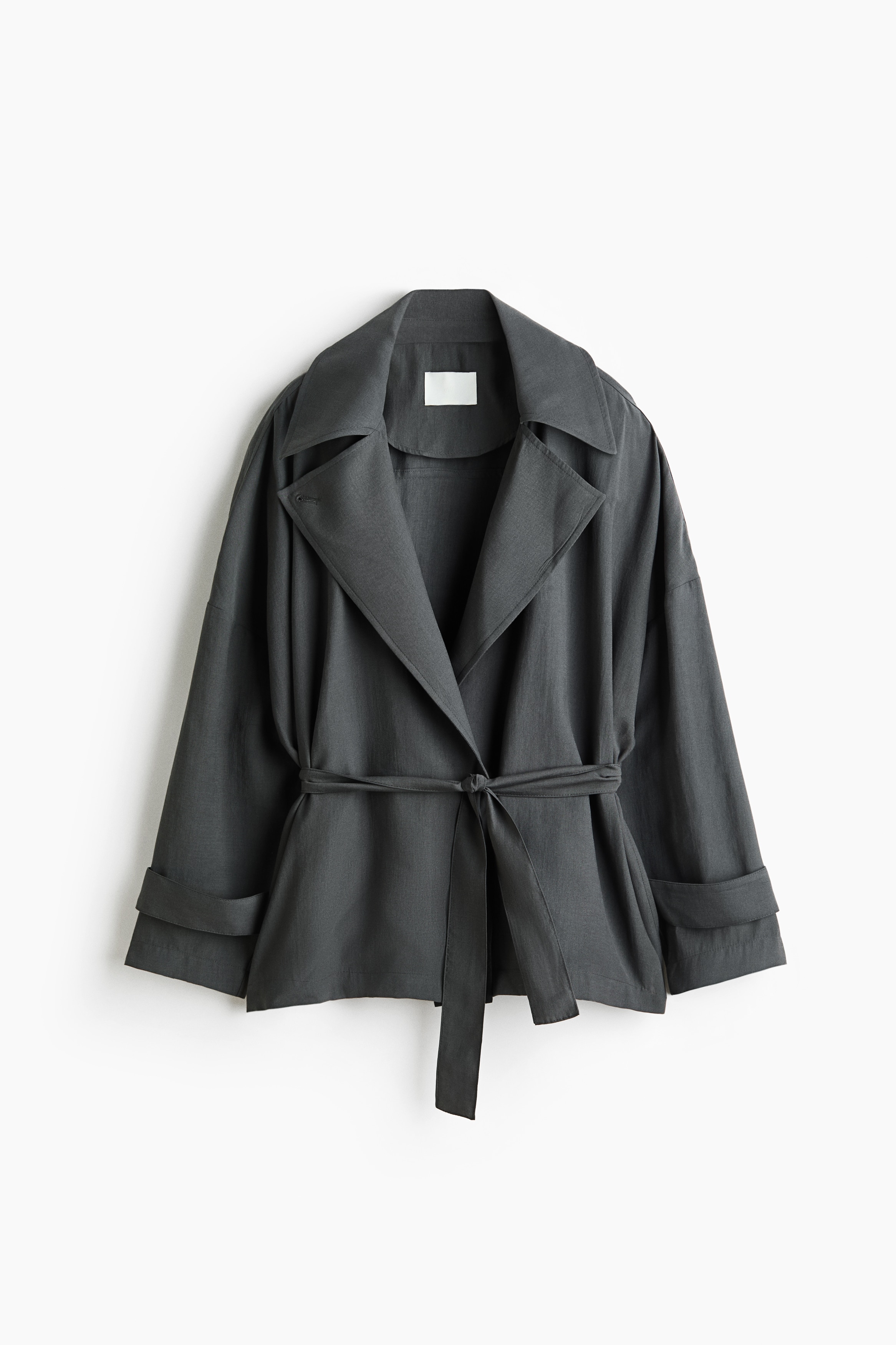 Short lyocell-blend trench coat - Dark grey