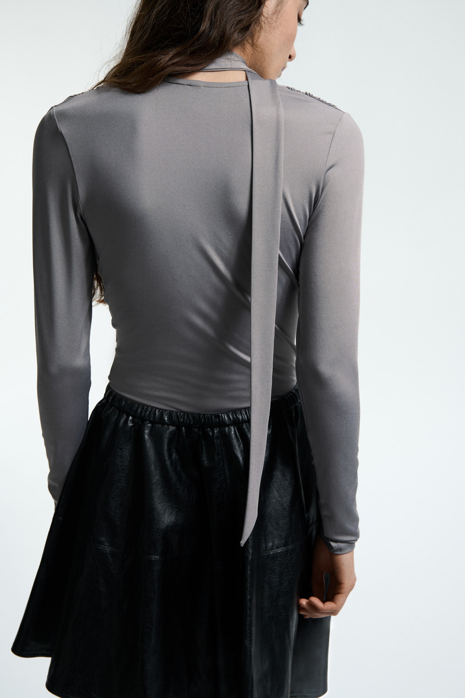 Scarf-detail top - Grey/Black/Spotted/Black - 3