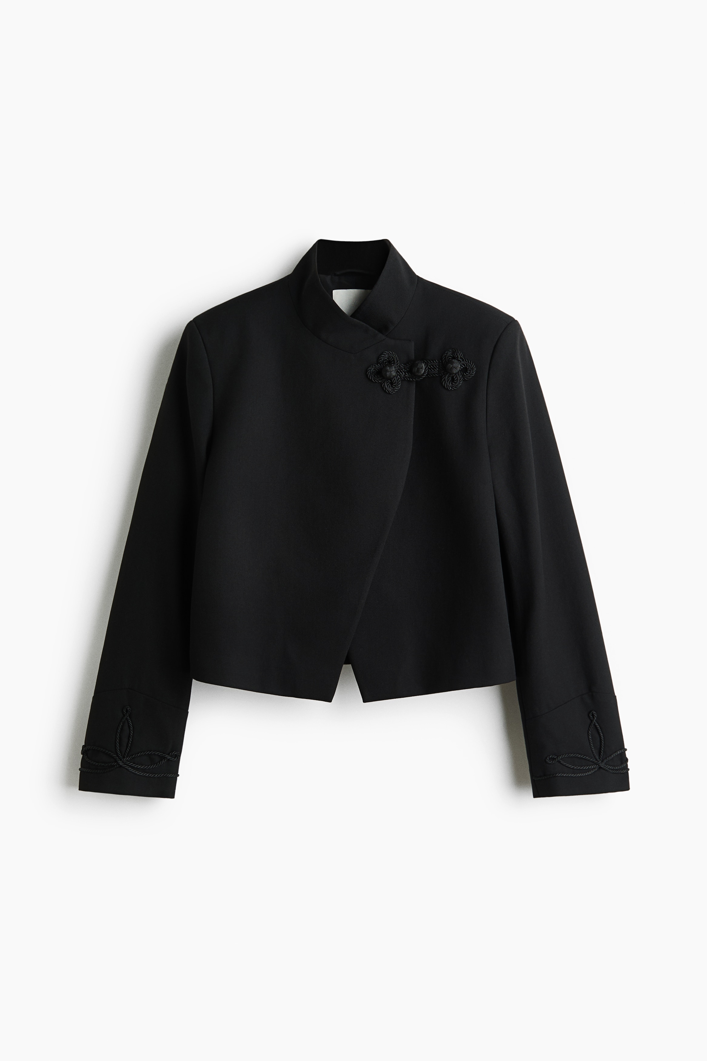 Chaqueta corta con detalle de cordón - Negro
