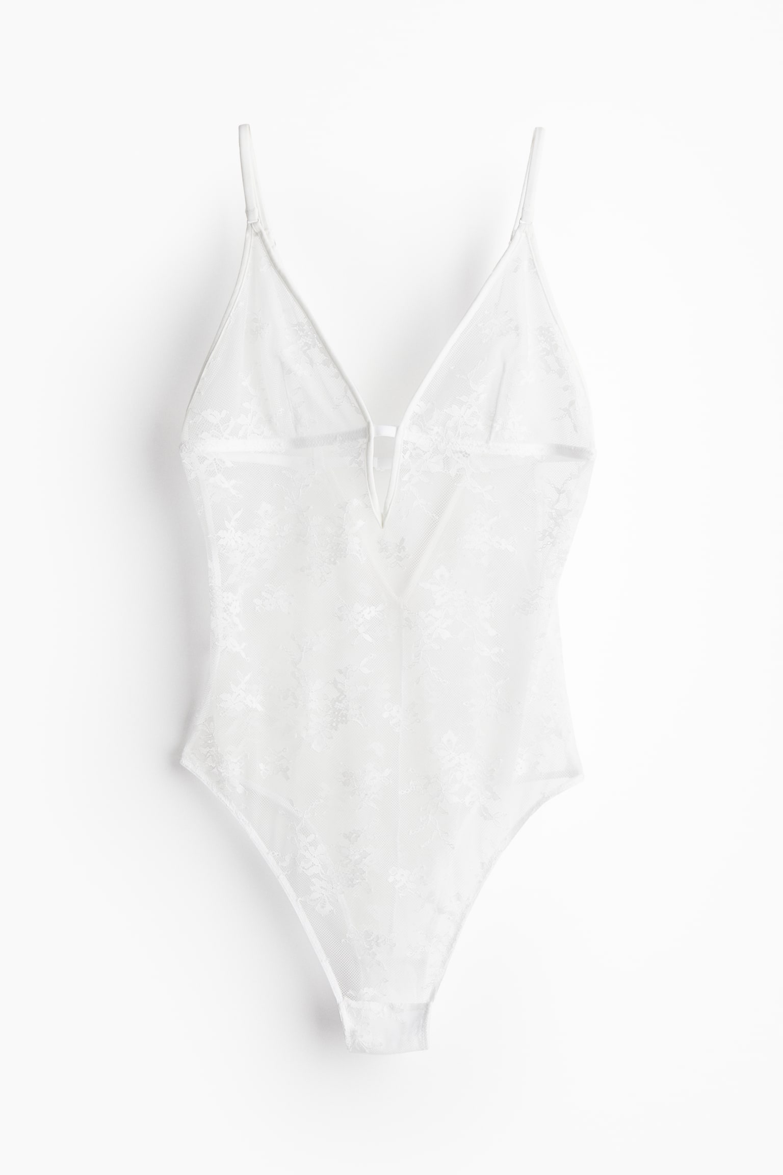 Non Padded Lace Bodysuit - White - 2