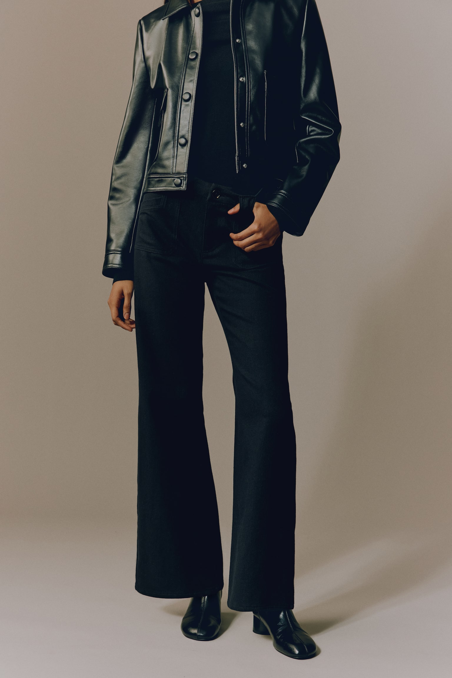 Wide twill trousers - Negro/Beige/Verde caqui - 3