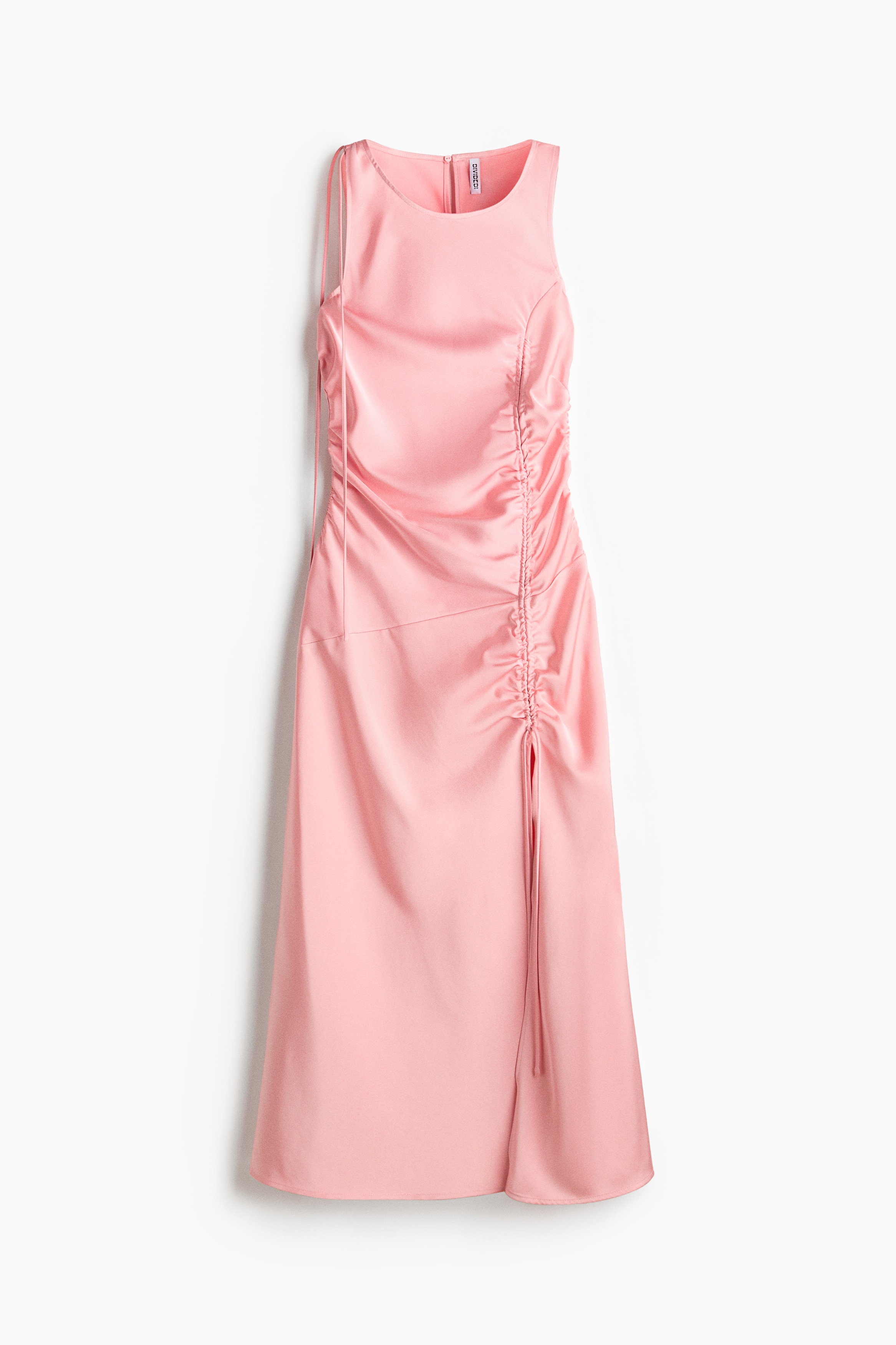 Drawstring-Detail Satin Dress - Light pink