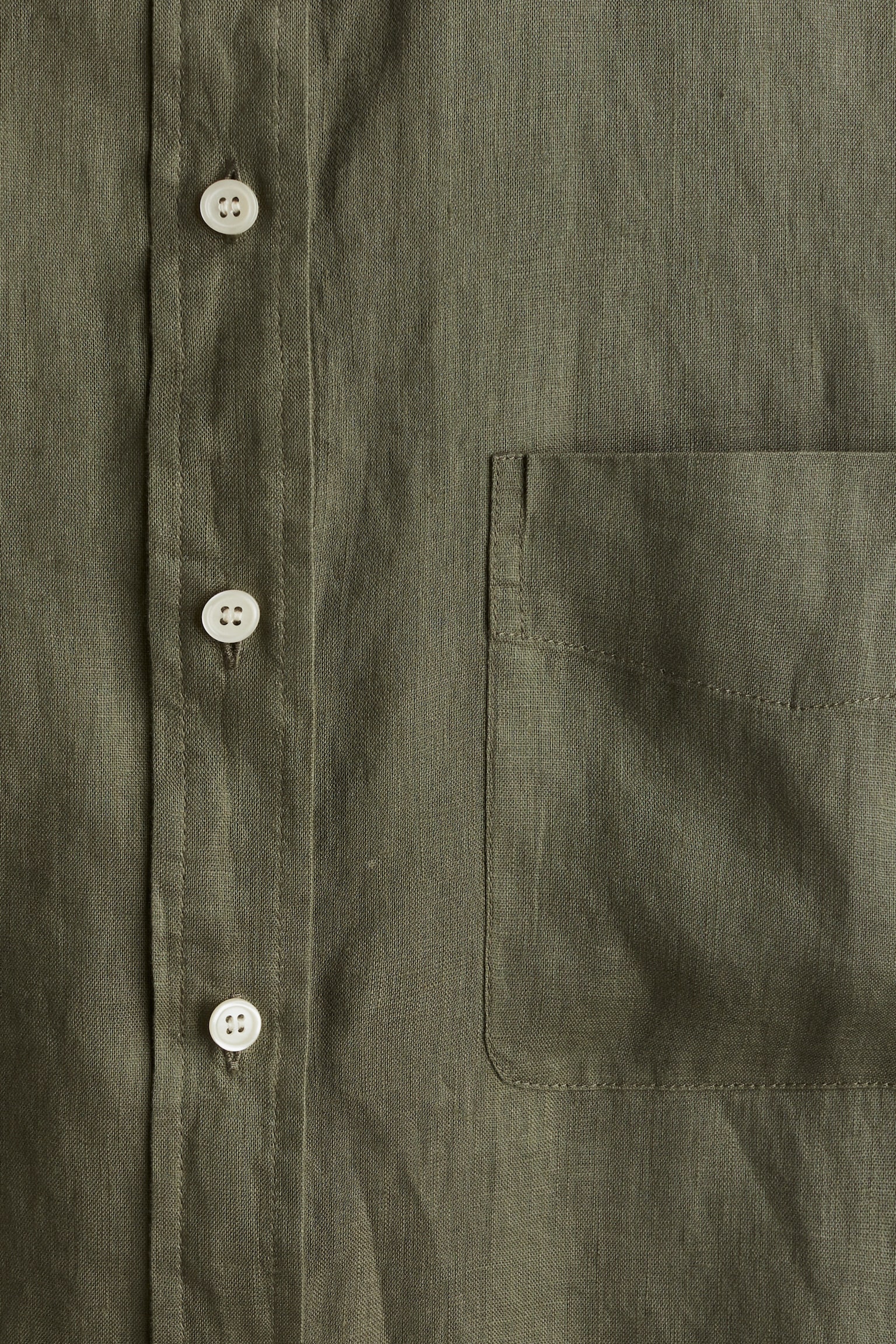 Oversized linen shirt - Dark khaki green/Black/White/Light pink - 6