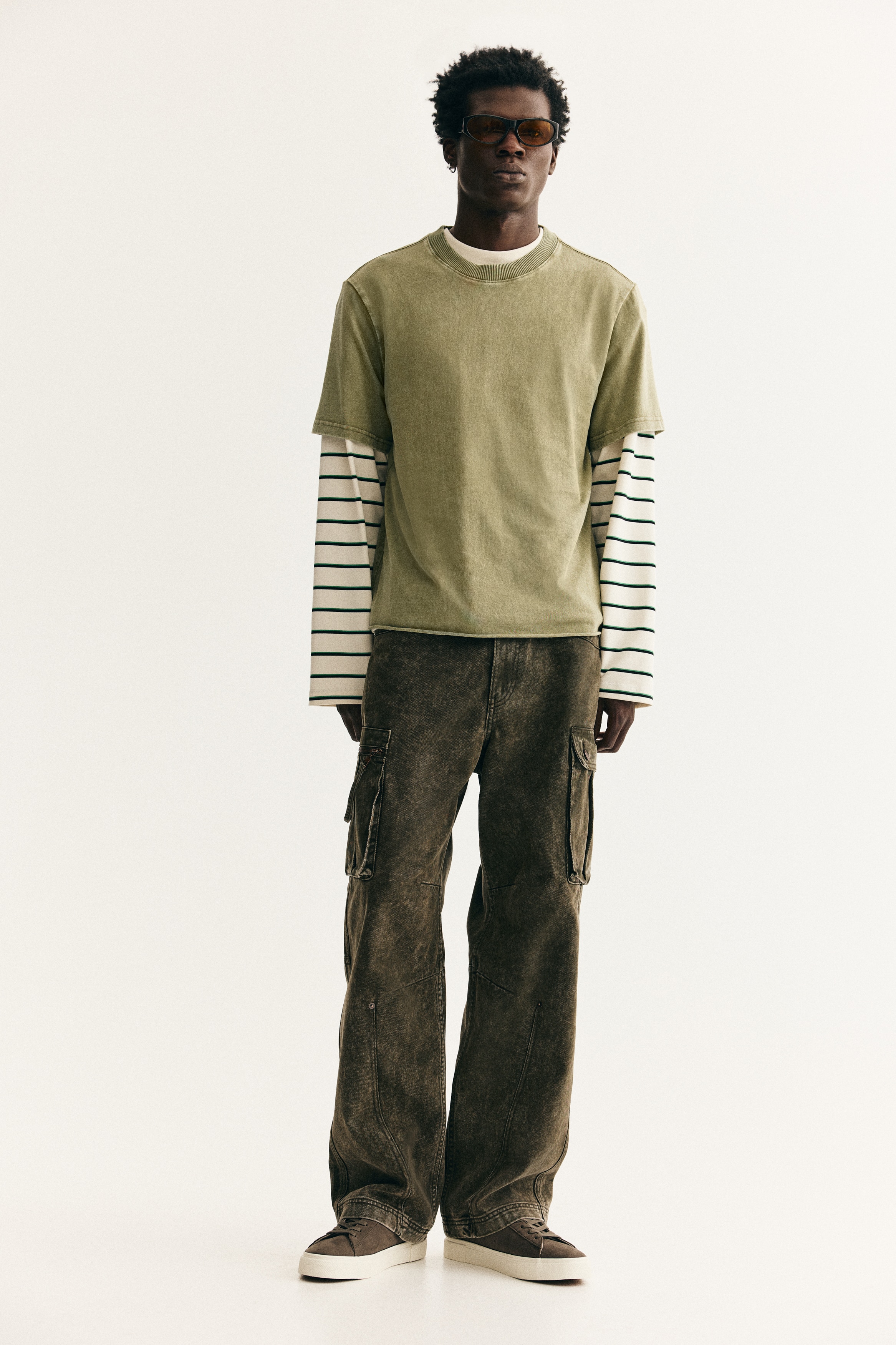 Regular-Fit Washed T-Shirt - Green/White/Dark gray/Cream/Dark gray/Dark blue