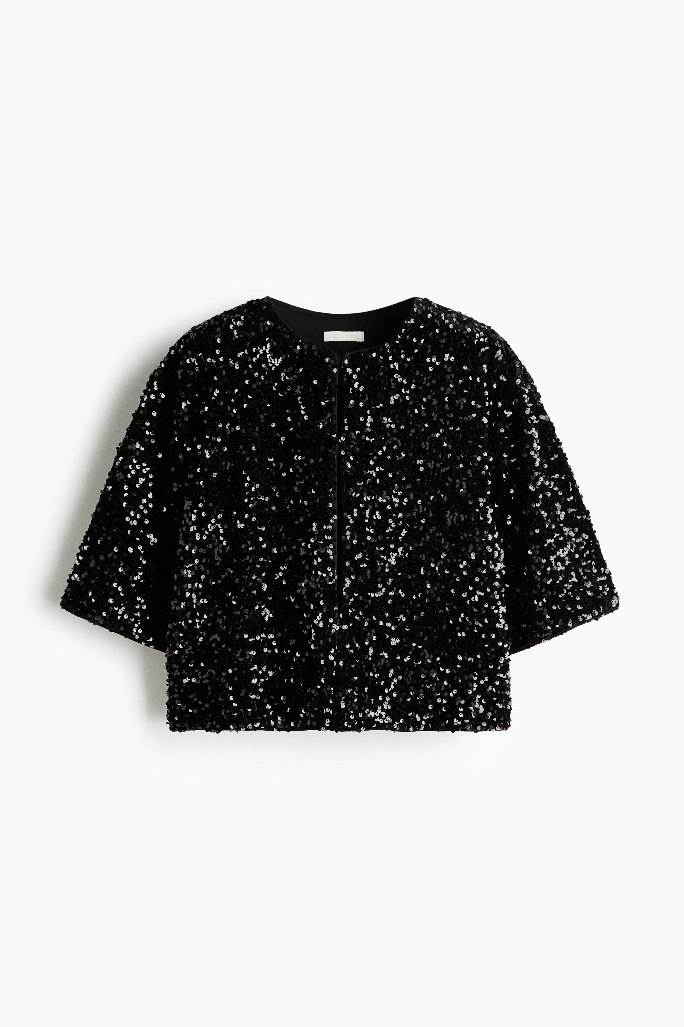Sequin Detail Cardigan - Black/White