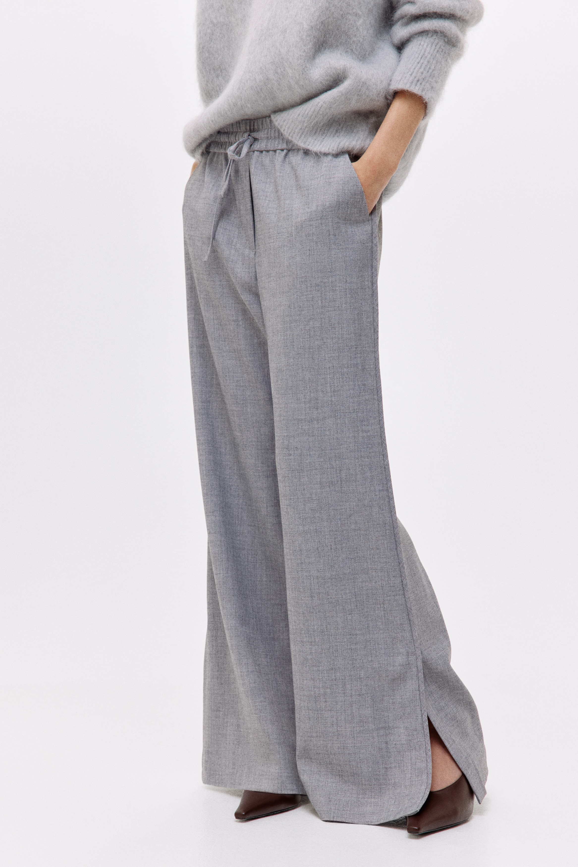 Flared drawstring trousers