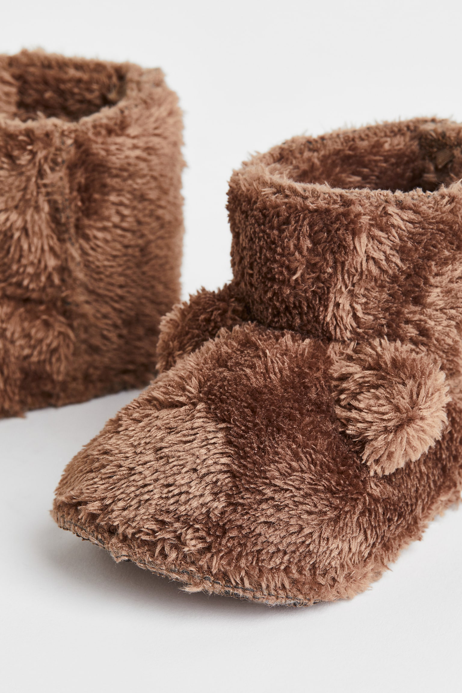 Faux Sheepskin Lined Slippers - Brown/Bear/Natural white - 2