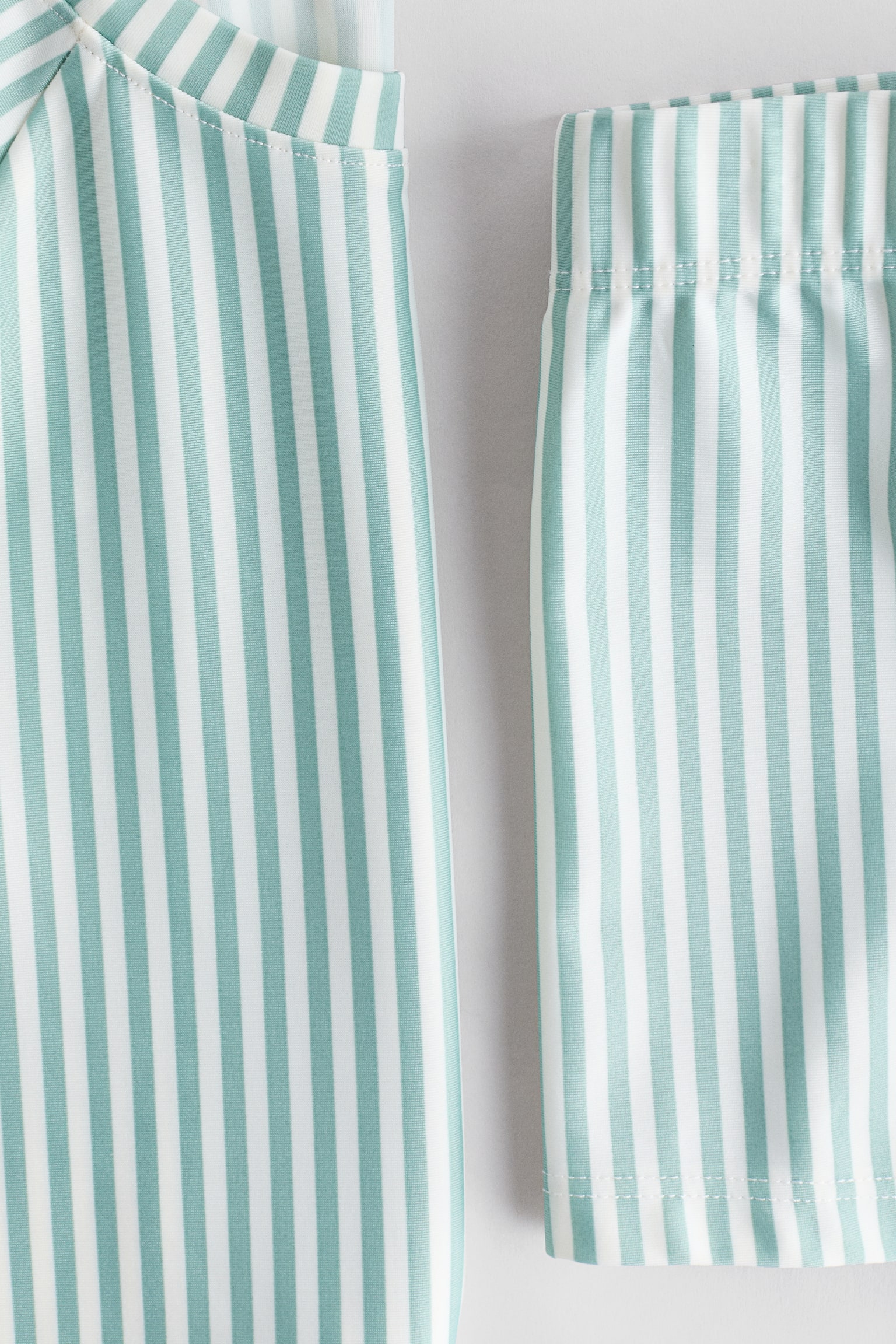 Printed swim set-Light turquoise/White striped - 2