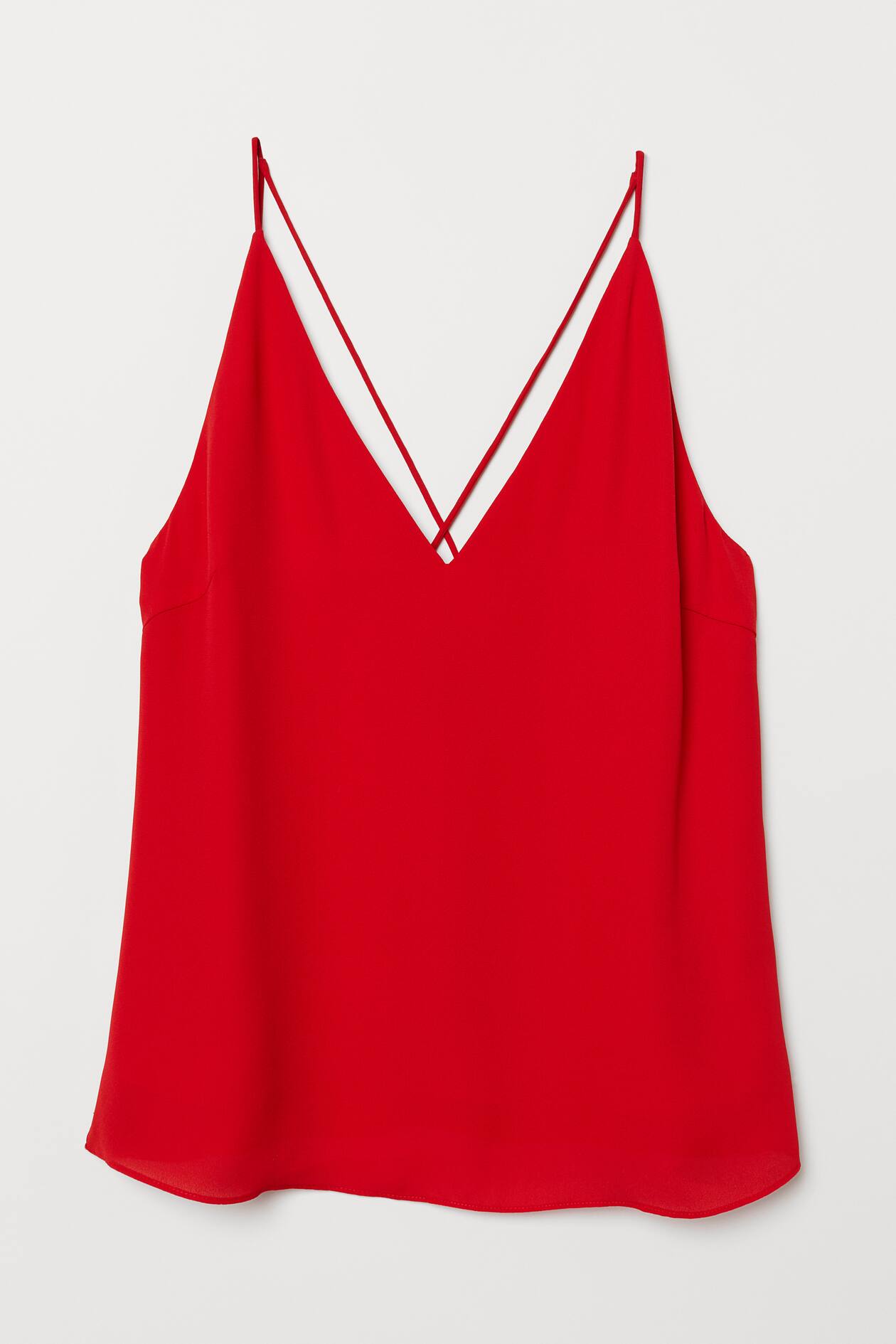 V-neck Top - V-neck - Sleeveless - Bright red - Ladies | H&M US