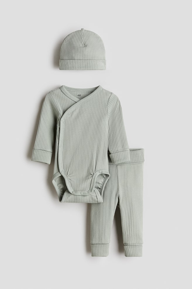 3-piece room-to-grow set - Green/Dark blue marl/Light beige marl/Light beige/White/Green striped - 1