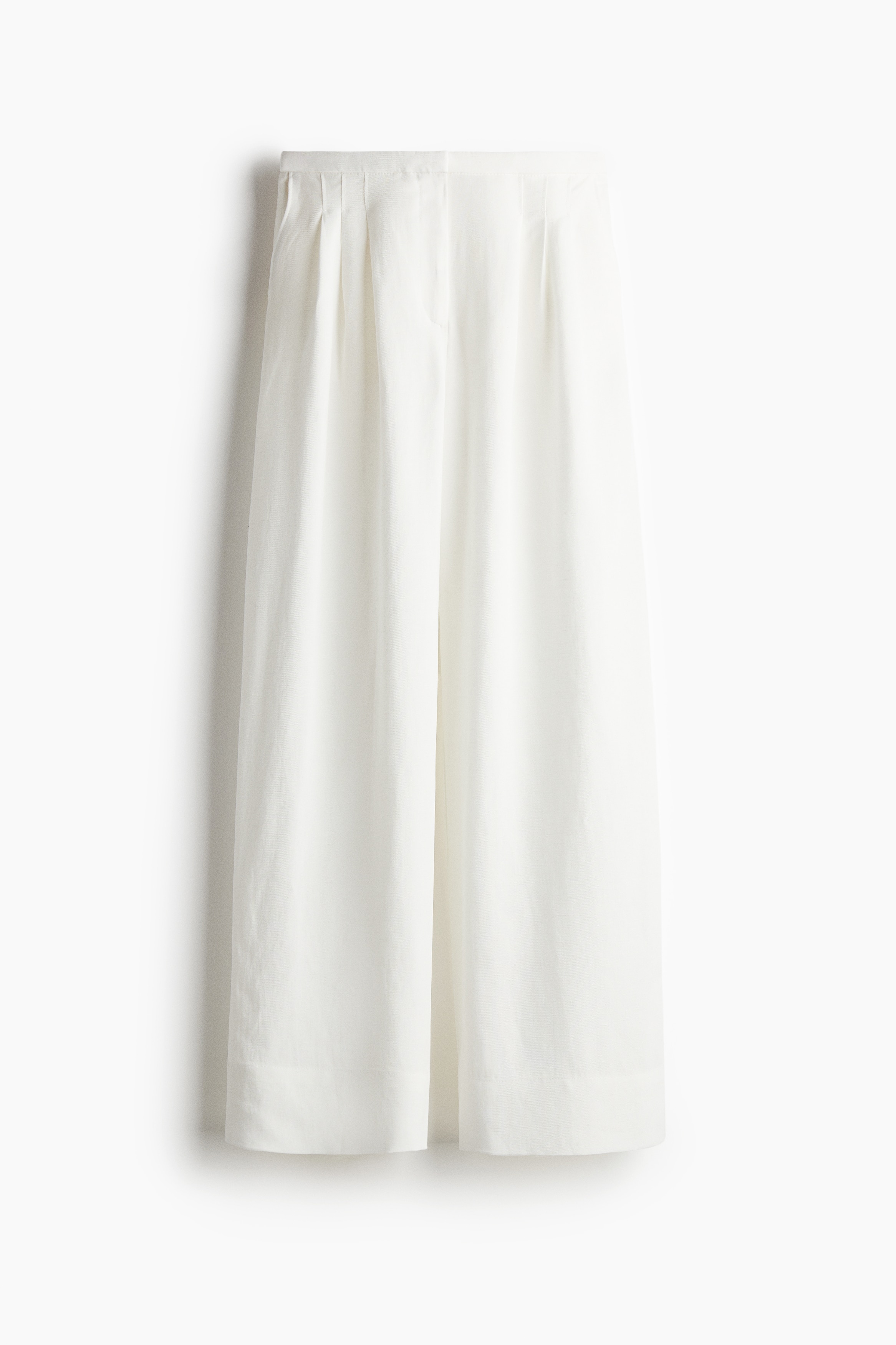 Vid byxa i linmix - Vit/Ljusbeige/Marinblå/Röd