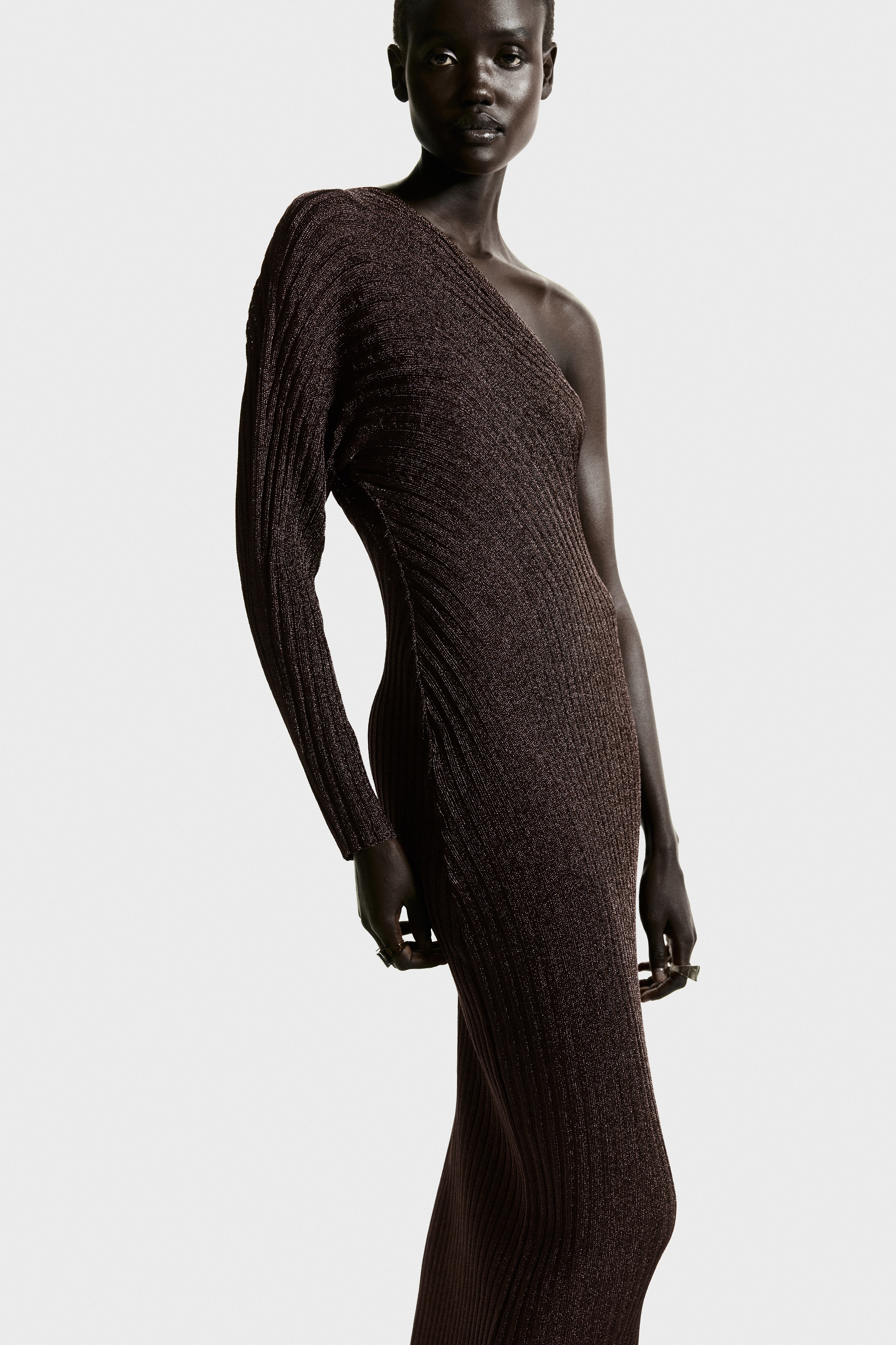 Metallic one-shoulder dress