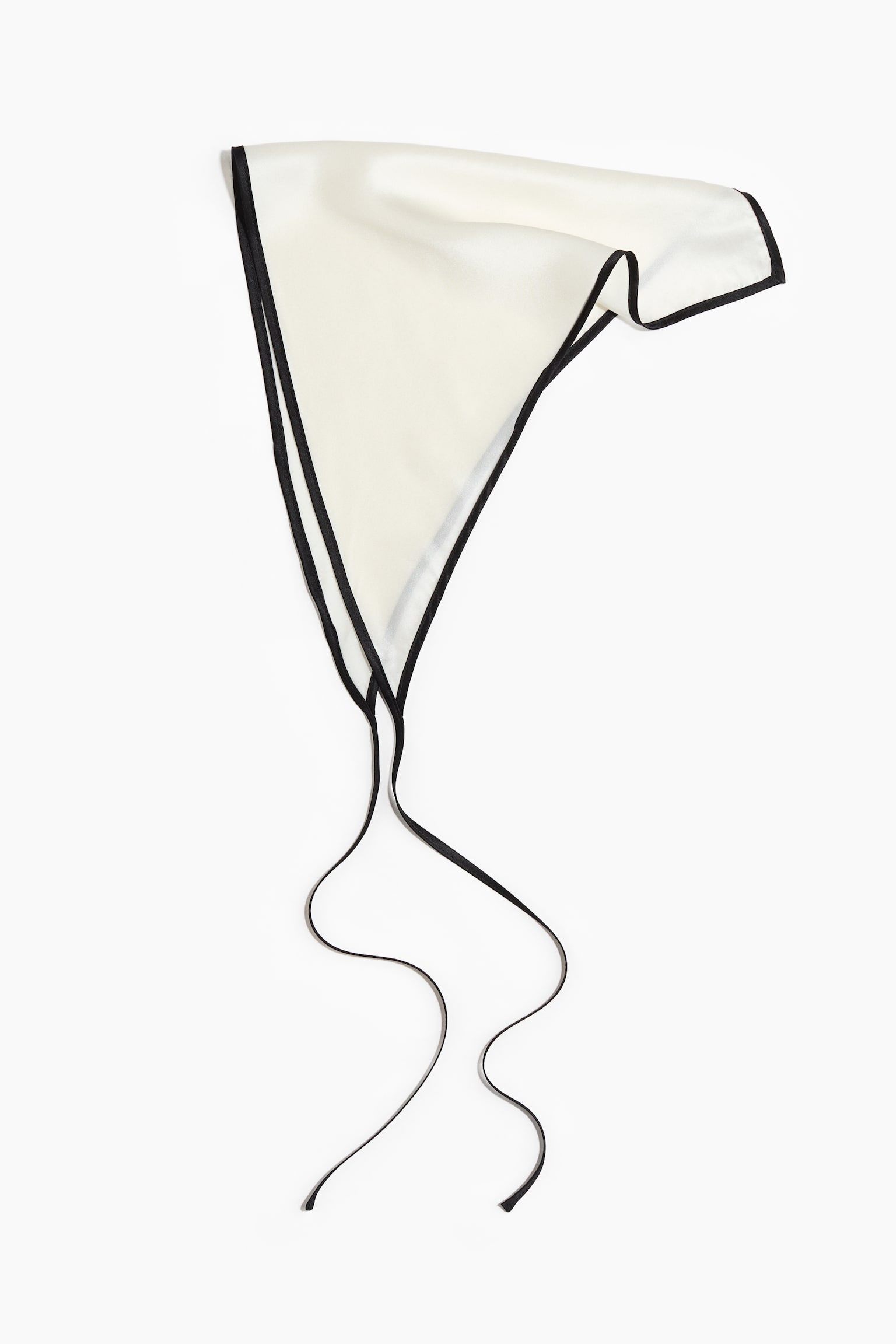 Lenço de cabeça em seda - Branco/Preto