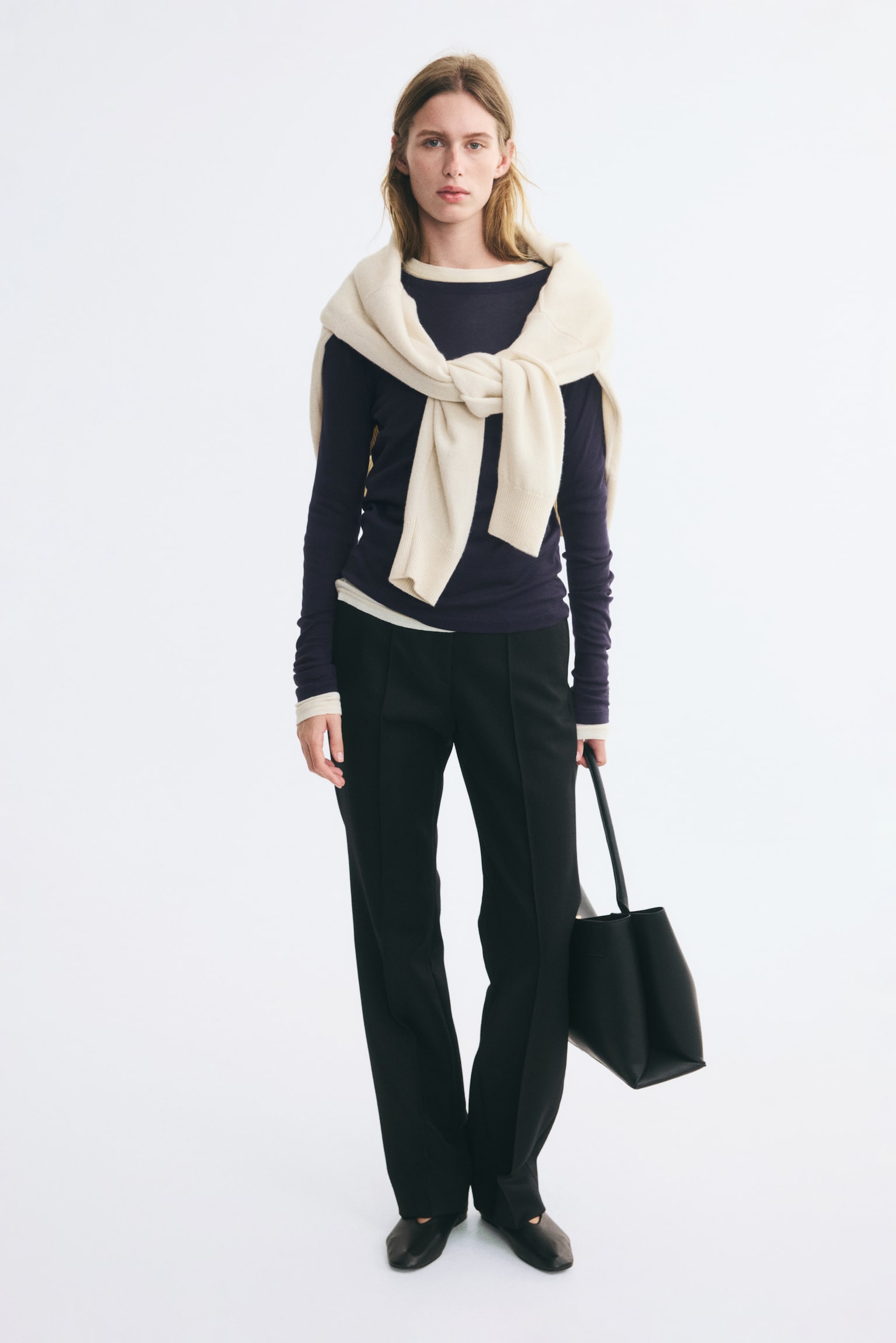 Женский топ H&M Ribbed Pima Cotton Top, цвет: Тёмно-синий — фото 3