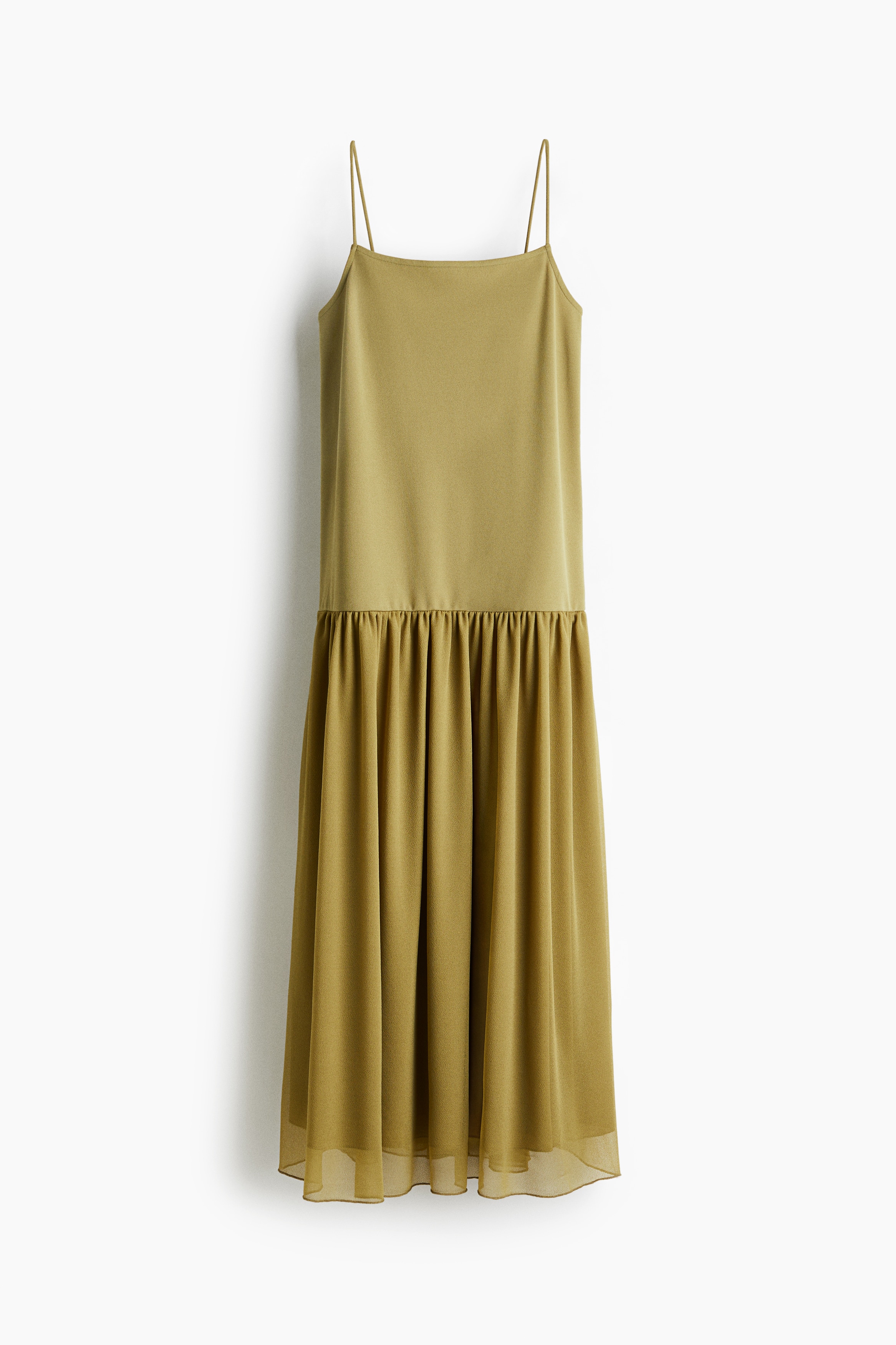 Long Strappy Dress - Golden olive