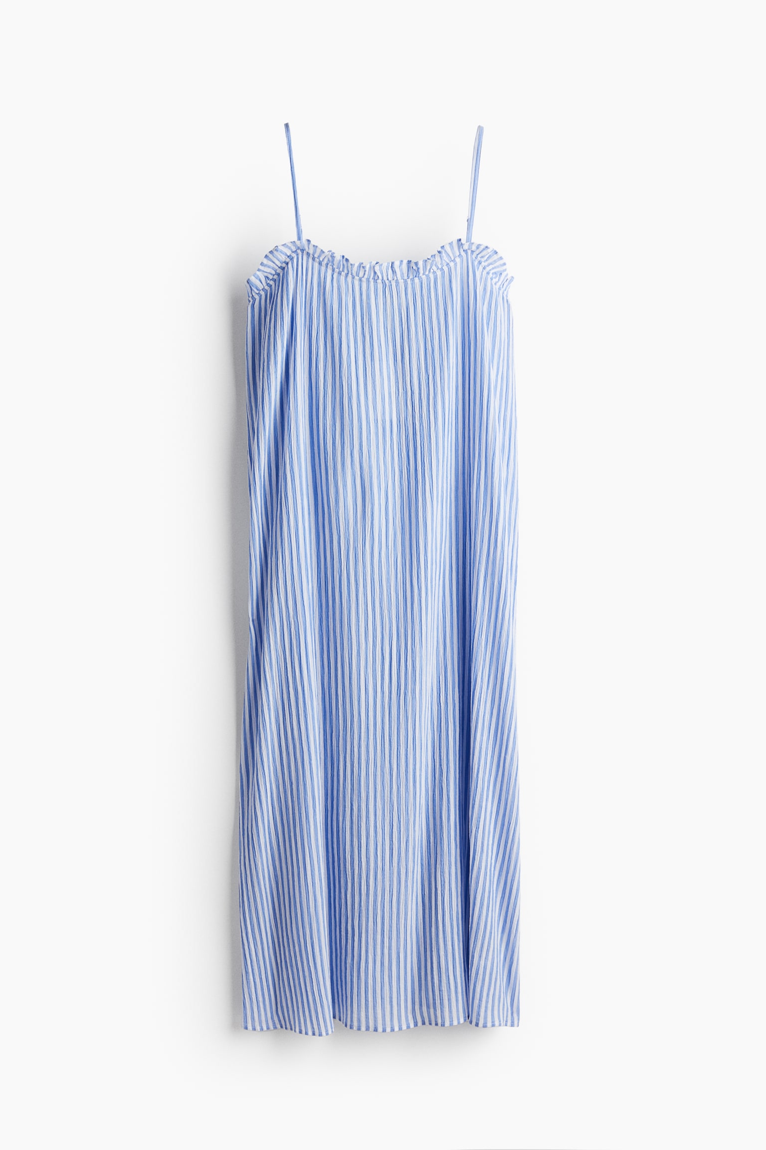 Frill Trim Cotton Dress - Blue/Stripe/Khaki green/Black/White - 2