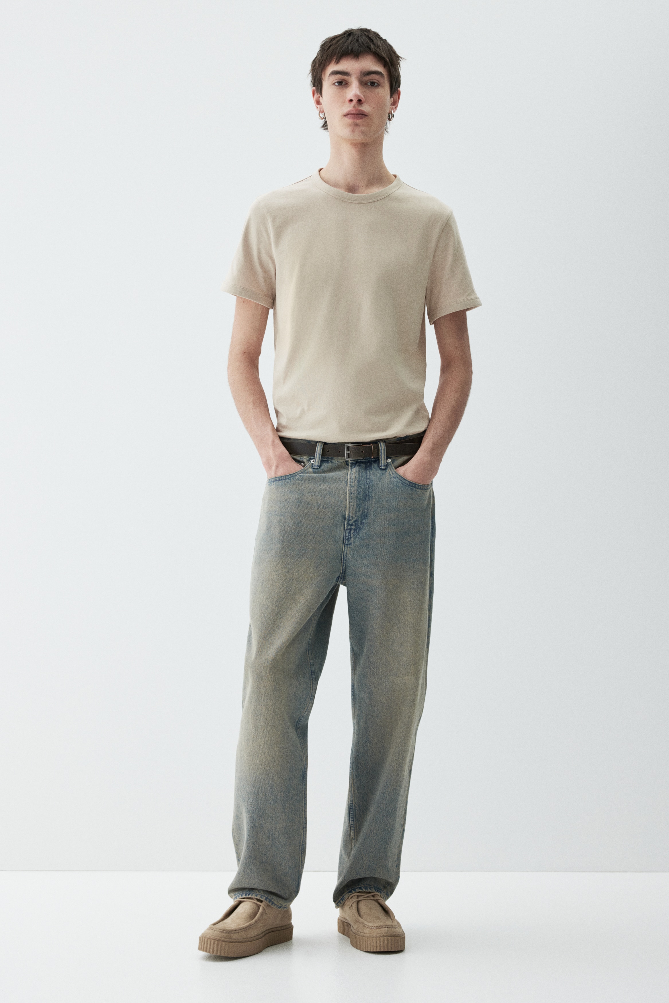 スリムフィットコットンTシャツ スリムフィット コットンTシャツ - ベージュ - Men | H&M JP