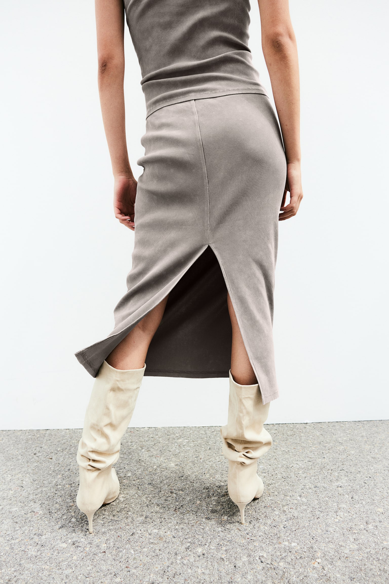 Ribbed pencil skirt - Grey/Washed/Black/Light beige/Ombre - 7