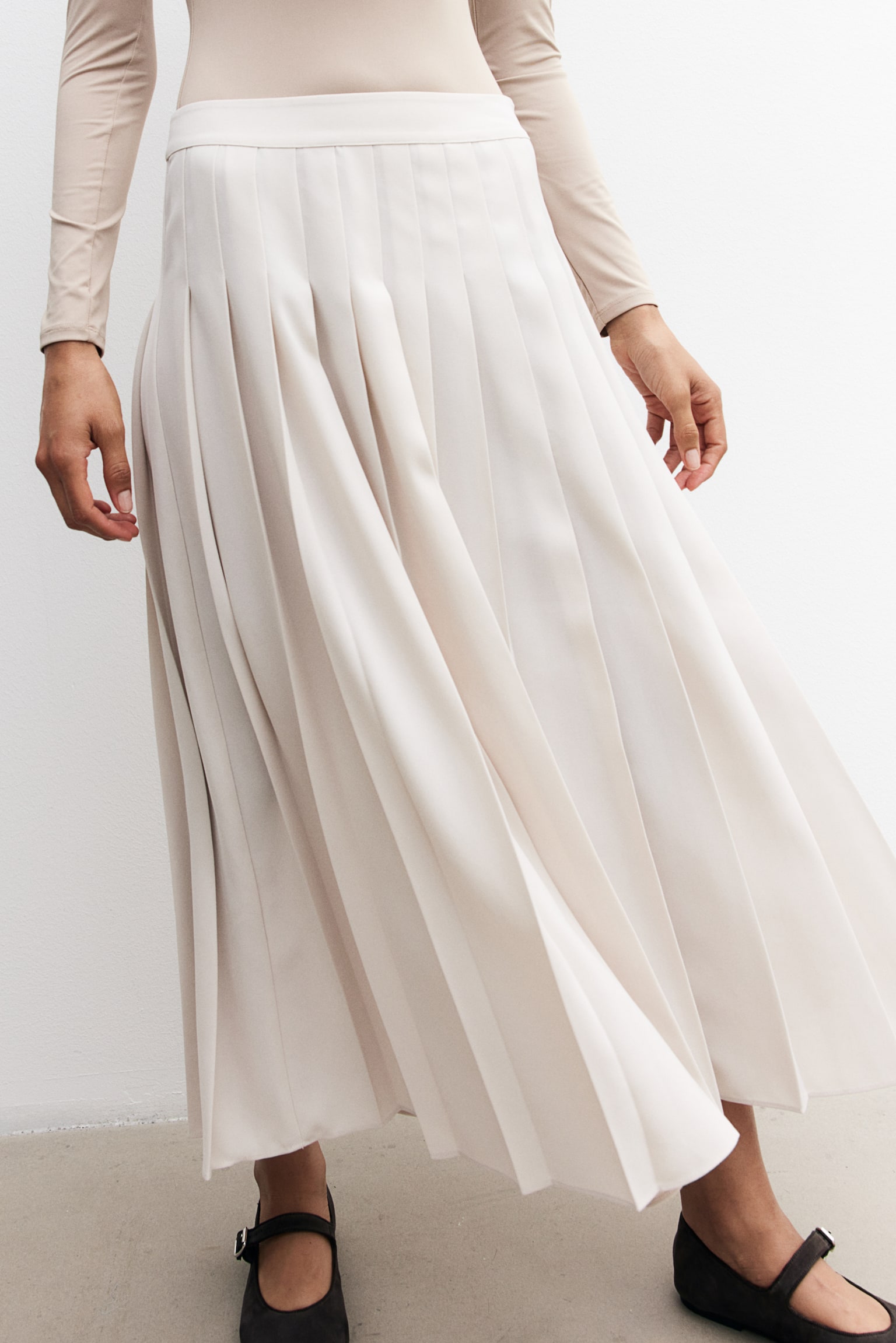 Pleated skirt - Light beige - 5