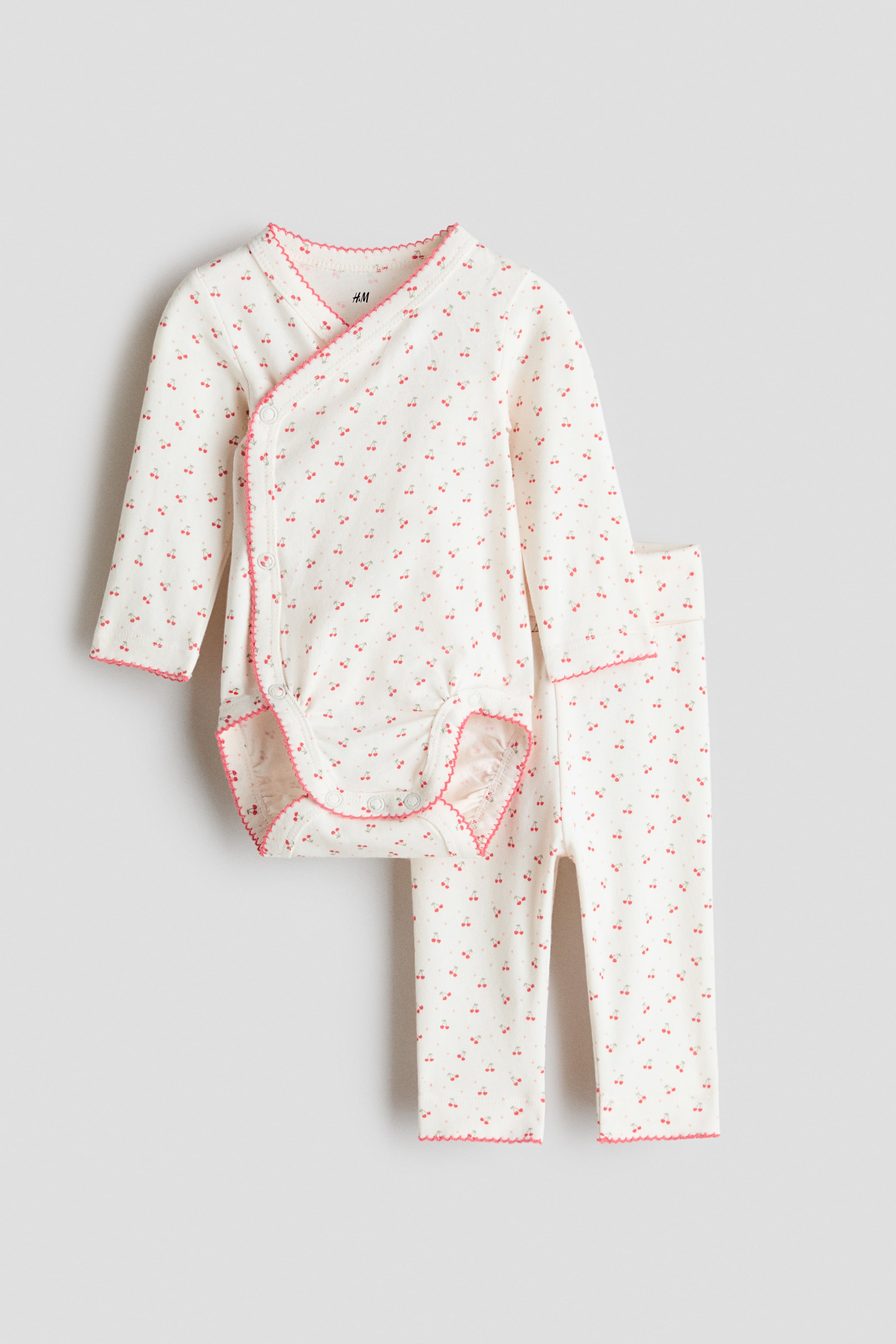 View larger image: 2-Piece Cotton Set - Cream/cherries - Kids | H&M CA 1
