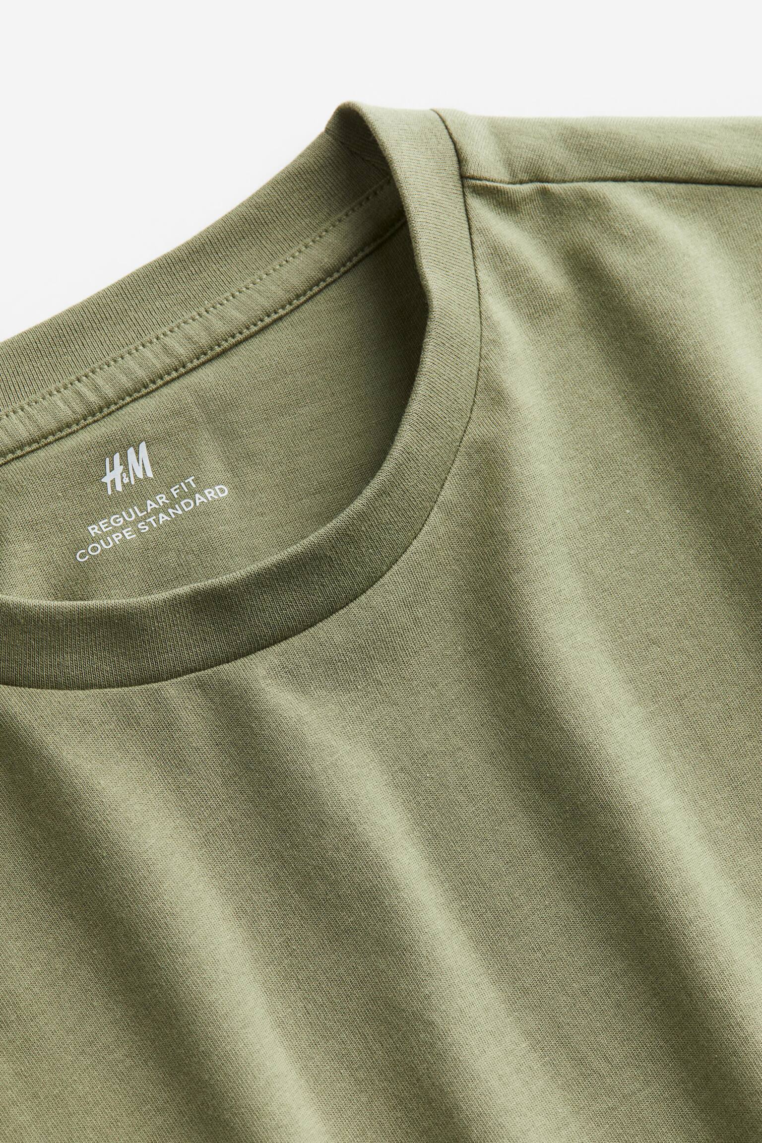 Áo thun Regular Fit - Màu xanh kaki/Màu xanh lá rừng/Màu trắng/Màu xanh lá rừng/Màu xanh tím than/Màu be nhạt/Màu xám đốm/Màu đen - 2