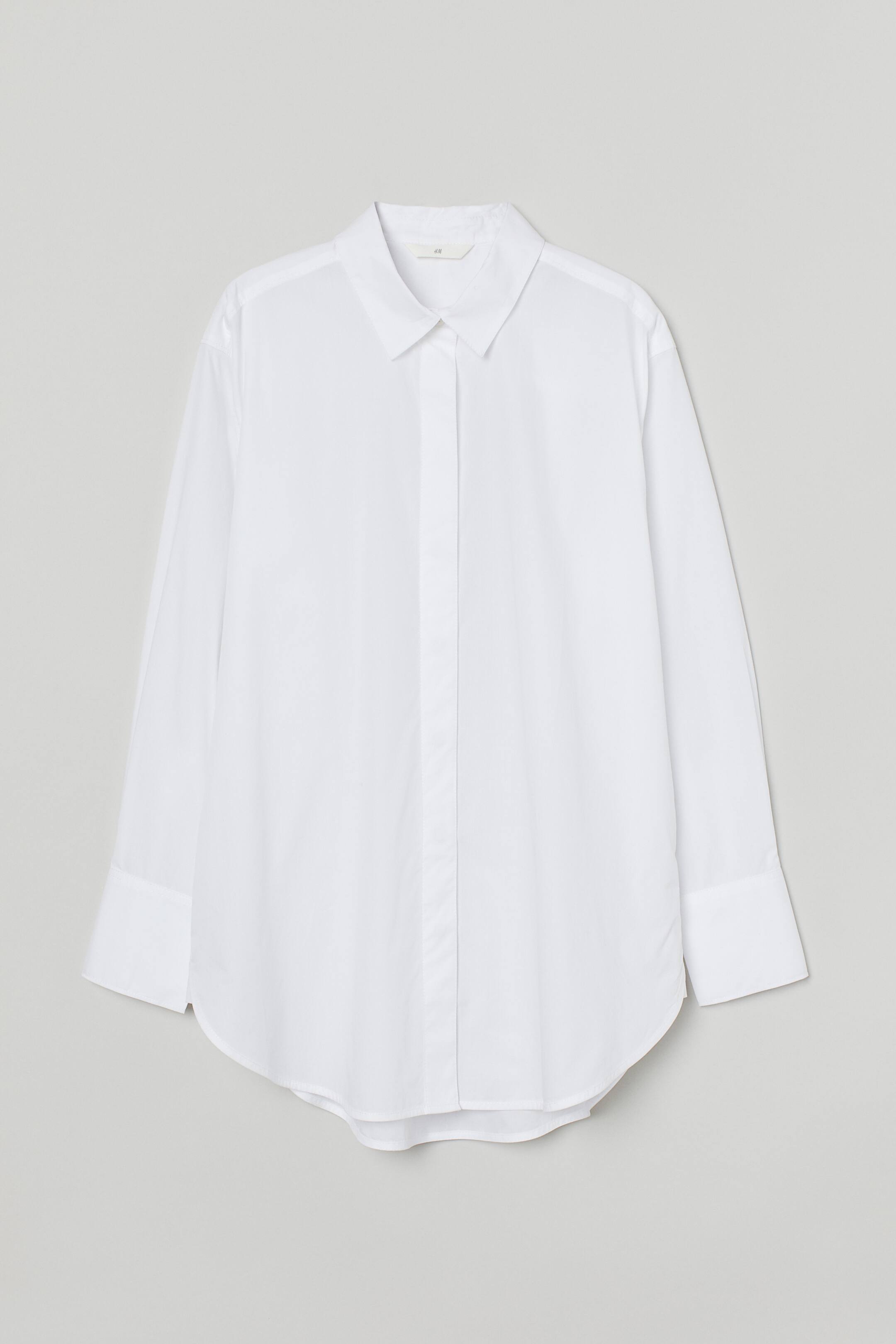 Oversized cotton shirt - White - Ladies | H&M GB