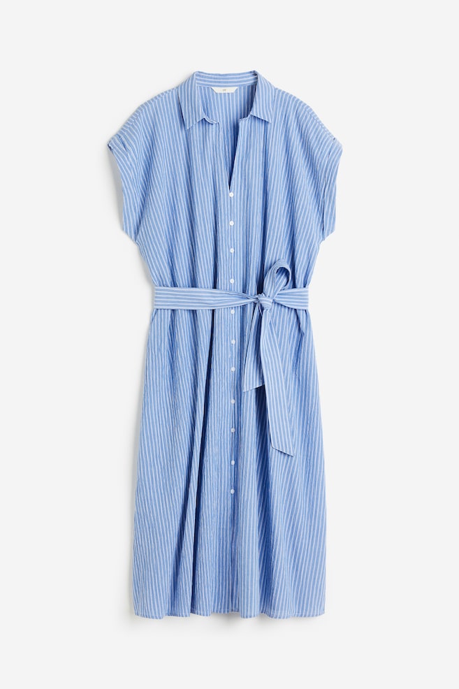 Belted shirt dress - Blue/Striped/White - 2