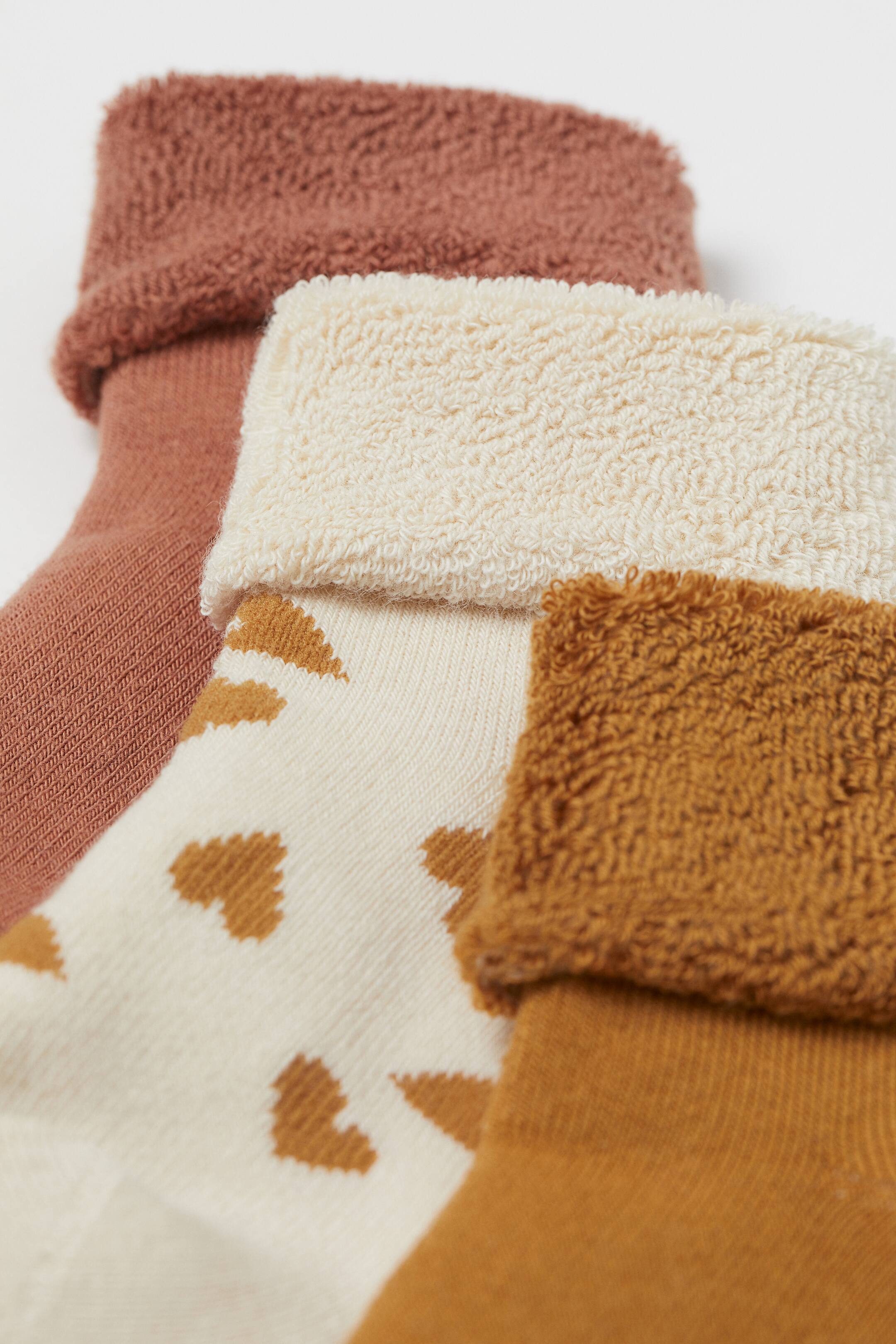 3-pack terry socks - Brown/Hearts - Kids | H&M HK