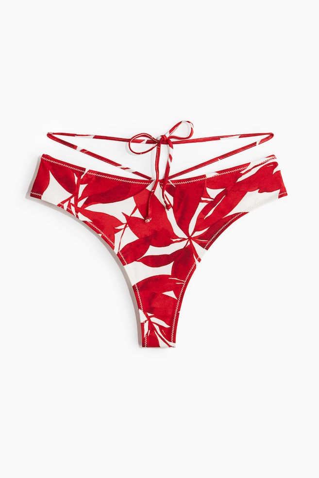 Bragas de bikini Brazilian con lazos - Blanco/Estampado rojo - 1