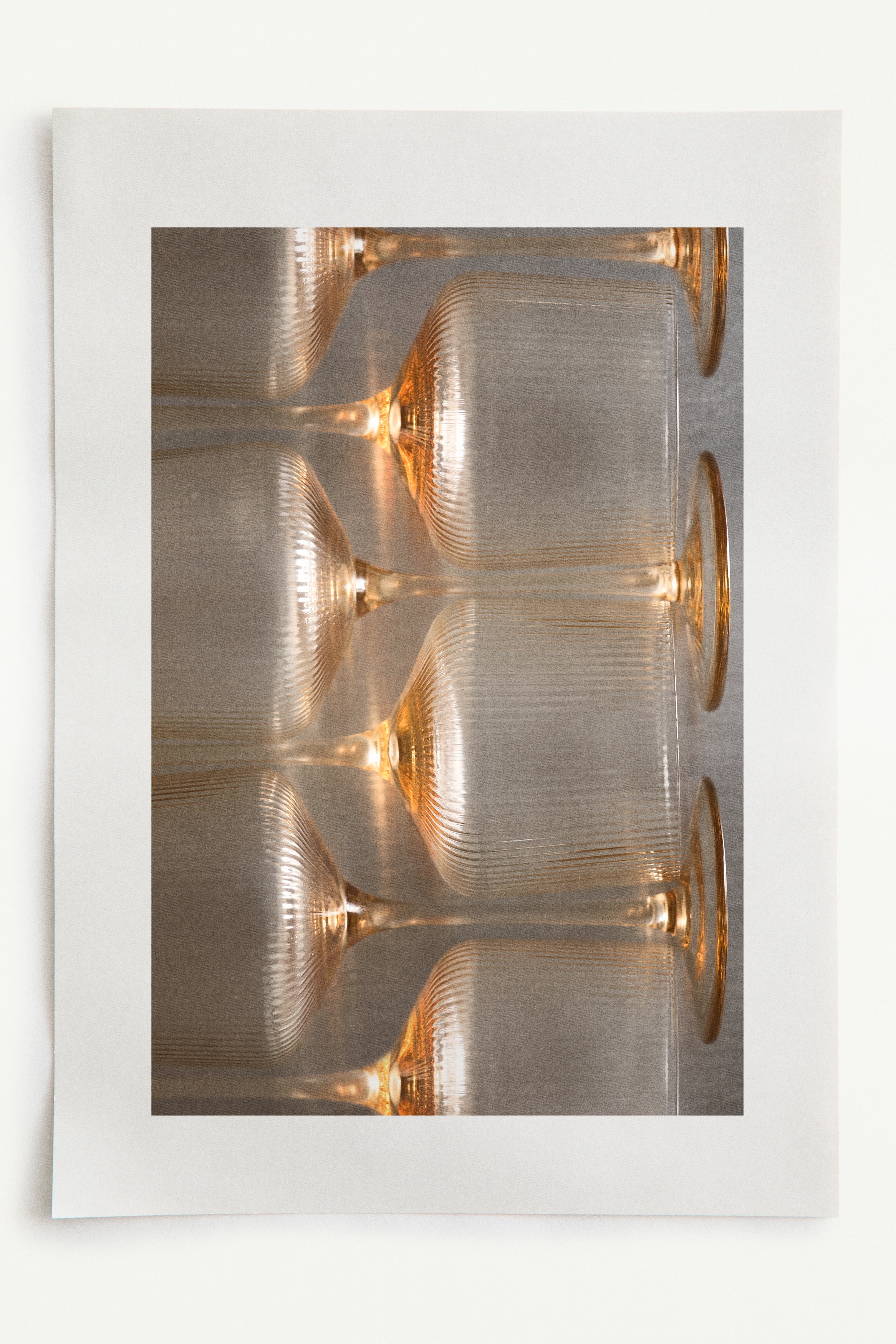 Lot de 4 verres à vin rainurés - Beige/Verre transparent