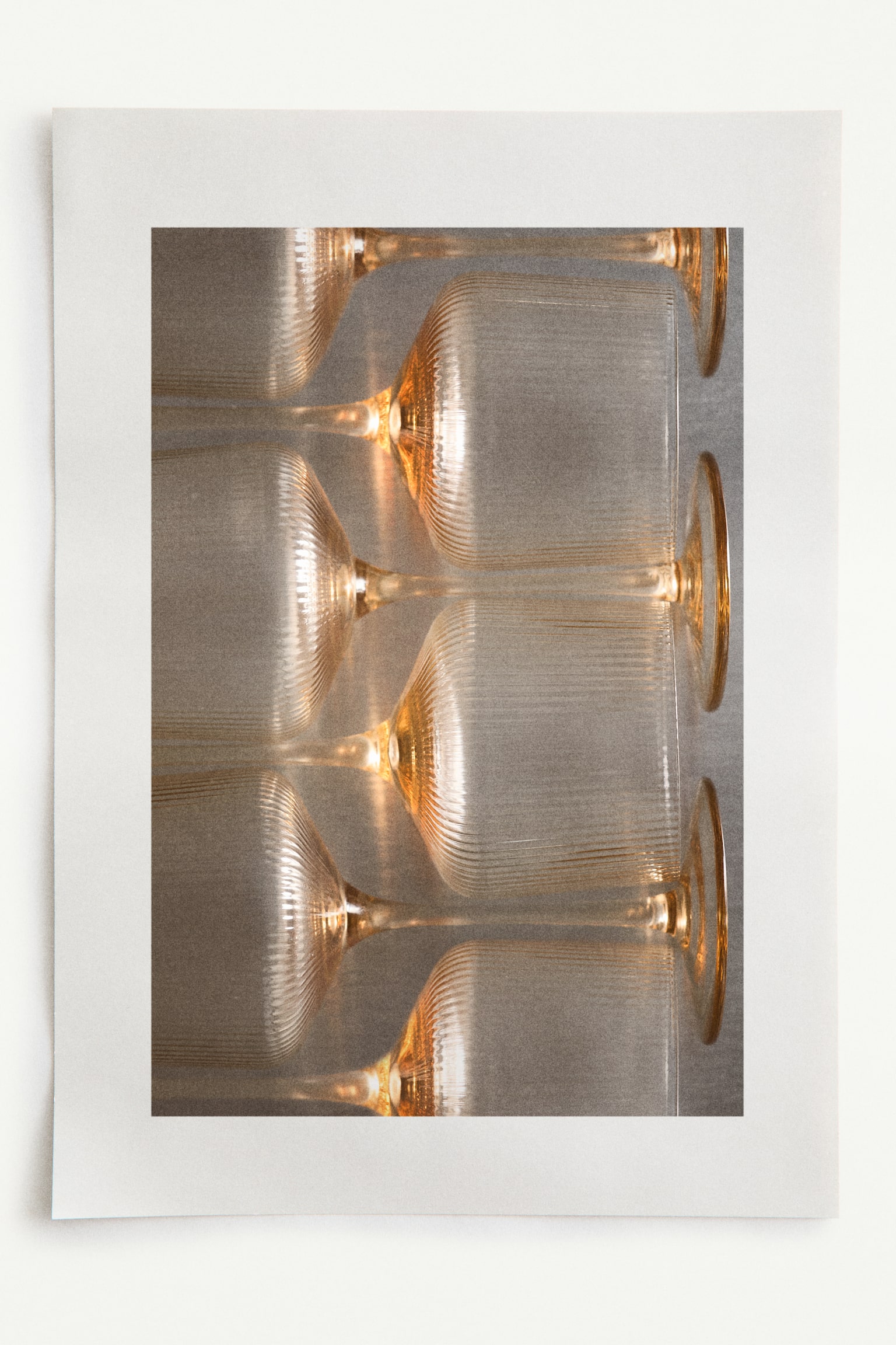 Pack de 4 copos de vinho com efeito estriado - Bege - 2