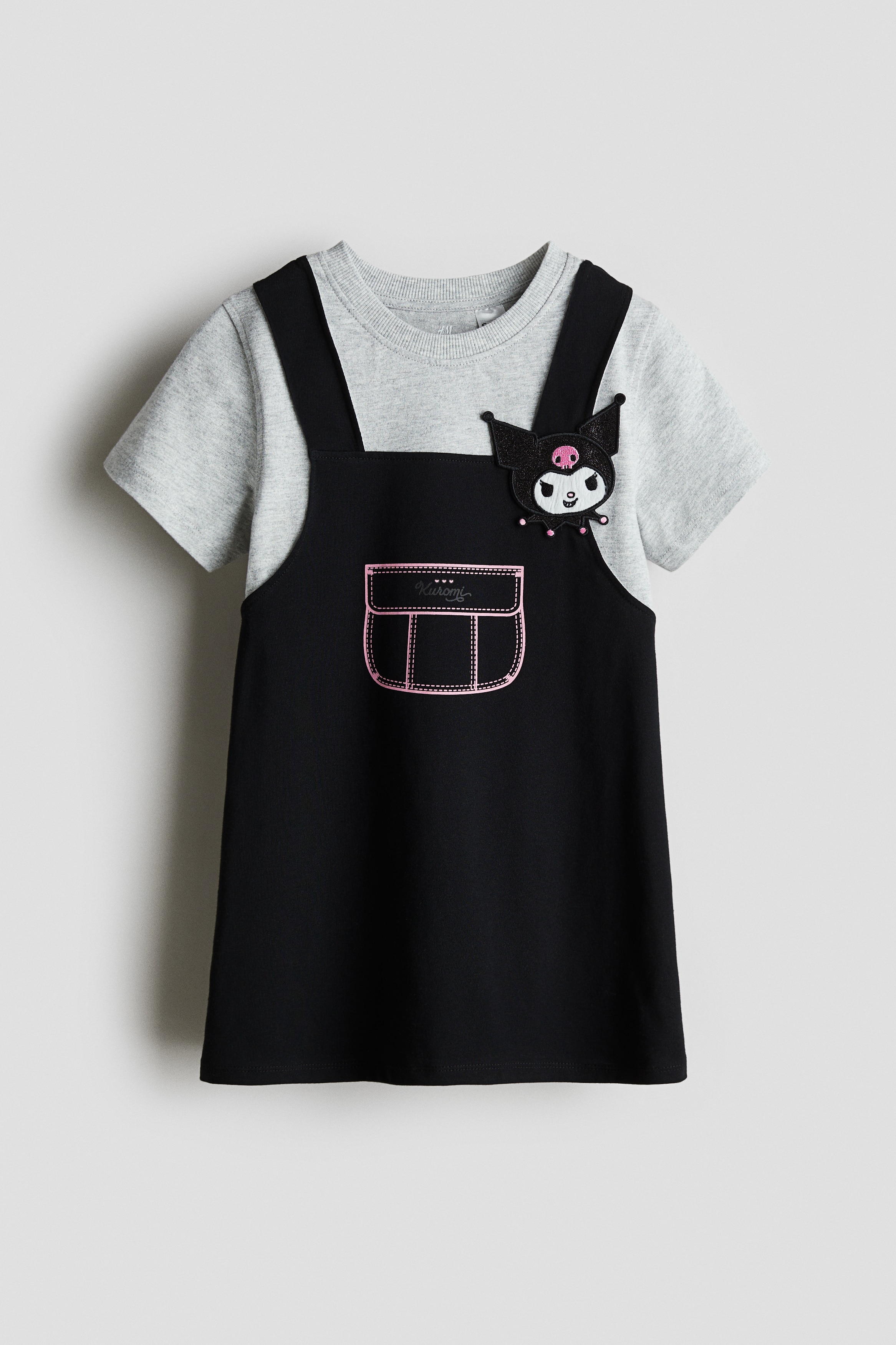 Motif-detail cotton dress - Black/Kuromi/Lilac/Kuromi/Light blue/Cinnamoroll