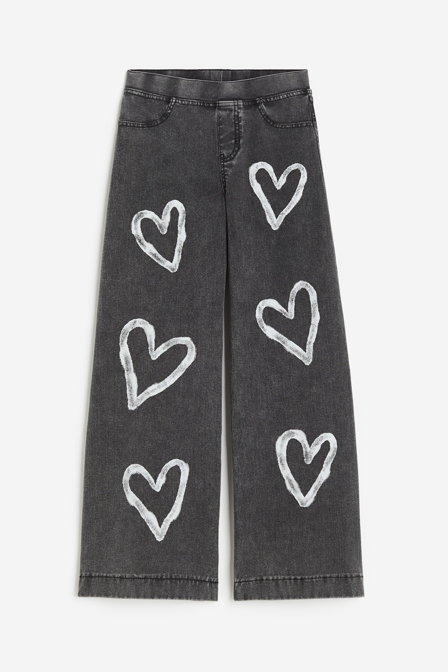 Quần dài ống rộng - Màu xám đậm/Trái tim - 1