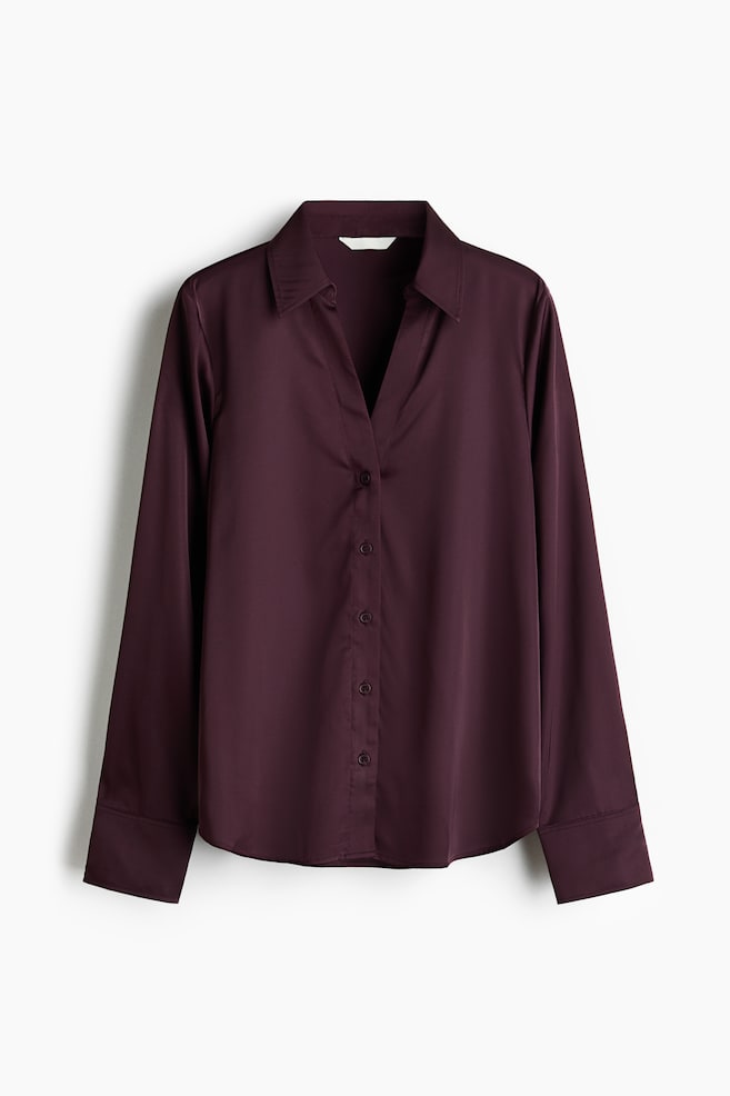 V-Neck Blouse - Dark purple/Black - 1
