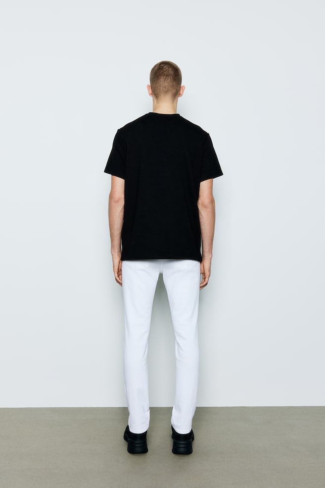 T-shirt côtelé Regular Fit - Noir/Blanc - 4