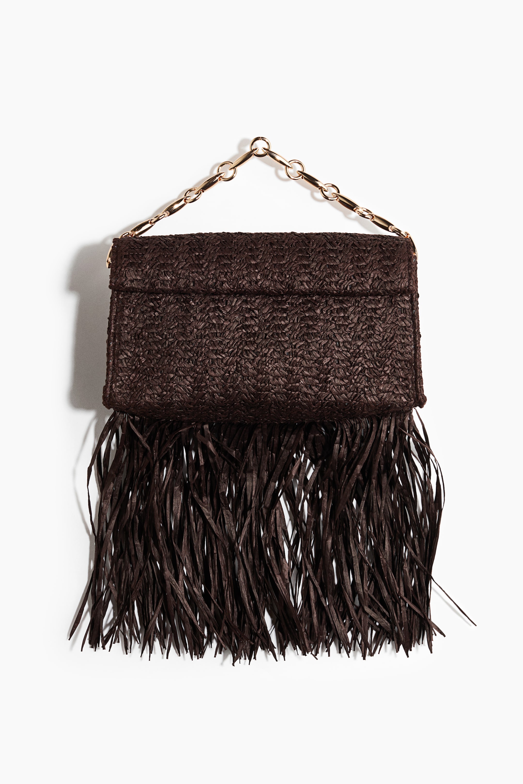 Straw Clutch Bag with Fringe