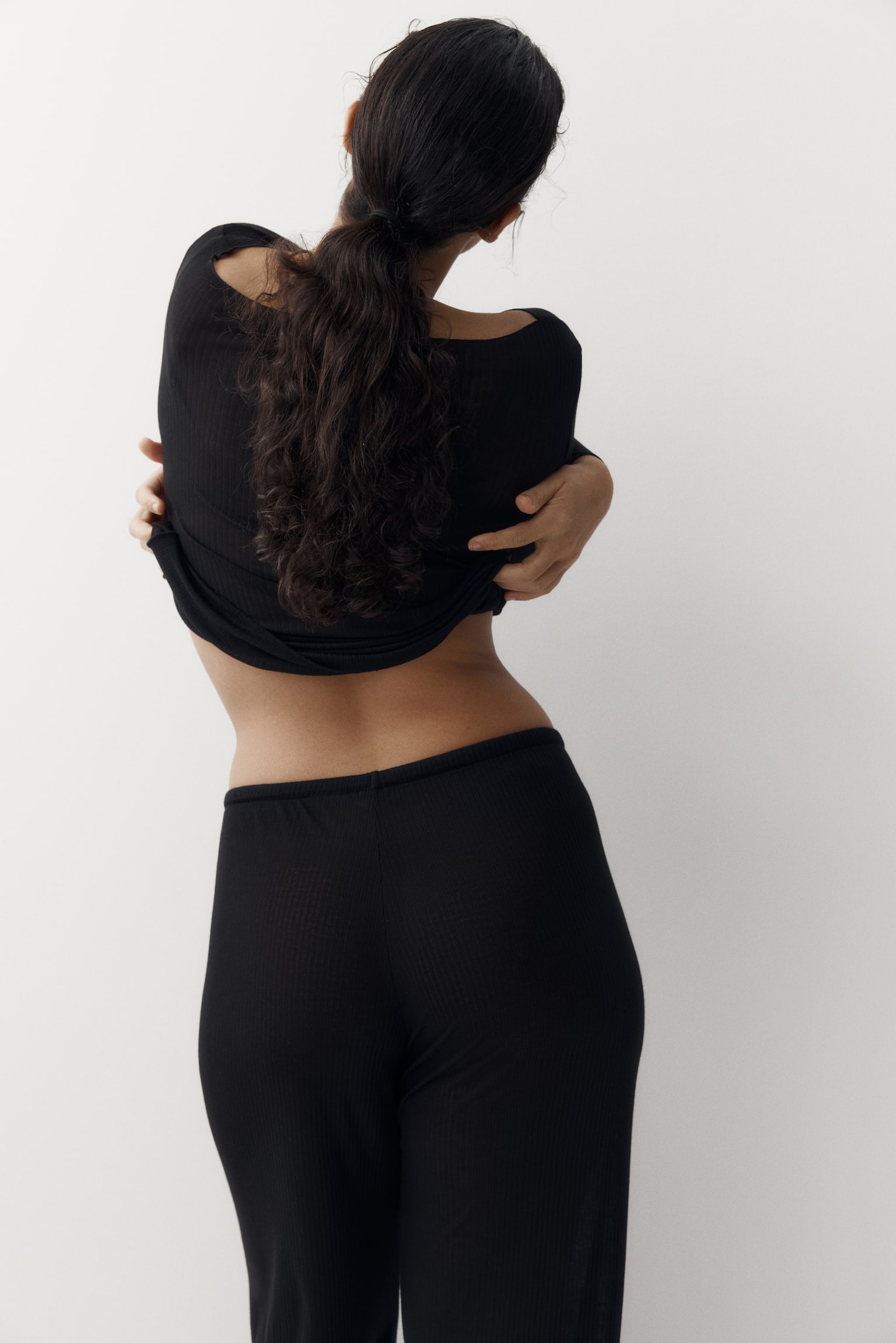 Ribbed pyjamas - Black/Dark brown/Leopard print/Light beige marl/Burgundy - 10