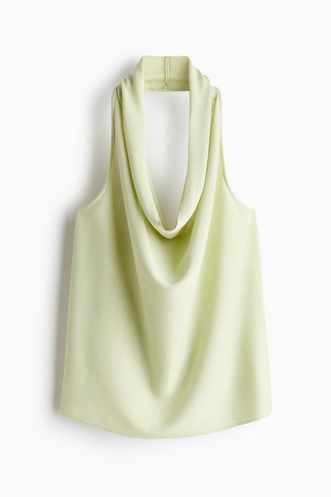 Neckholder-Top aus Feinstrick - Hellgrün/Flieder - 1