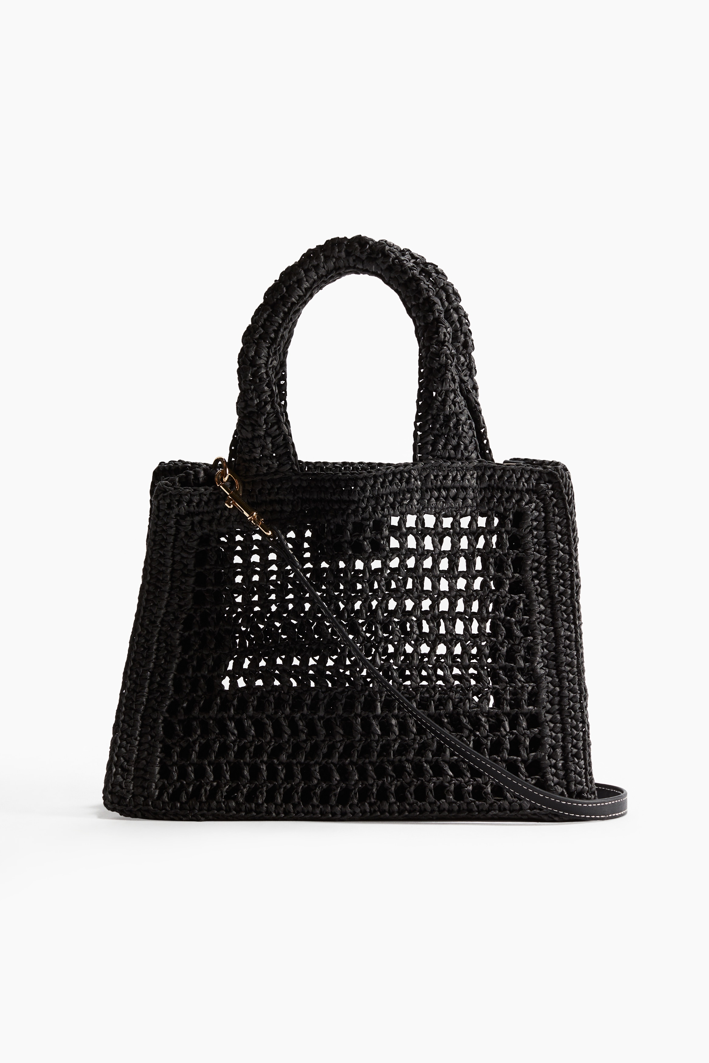 Straw handbag - Black