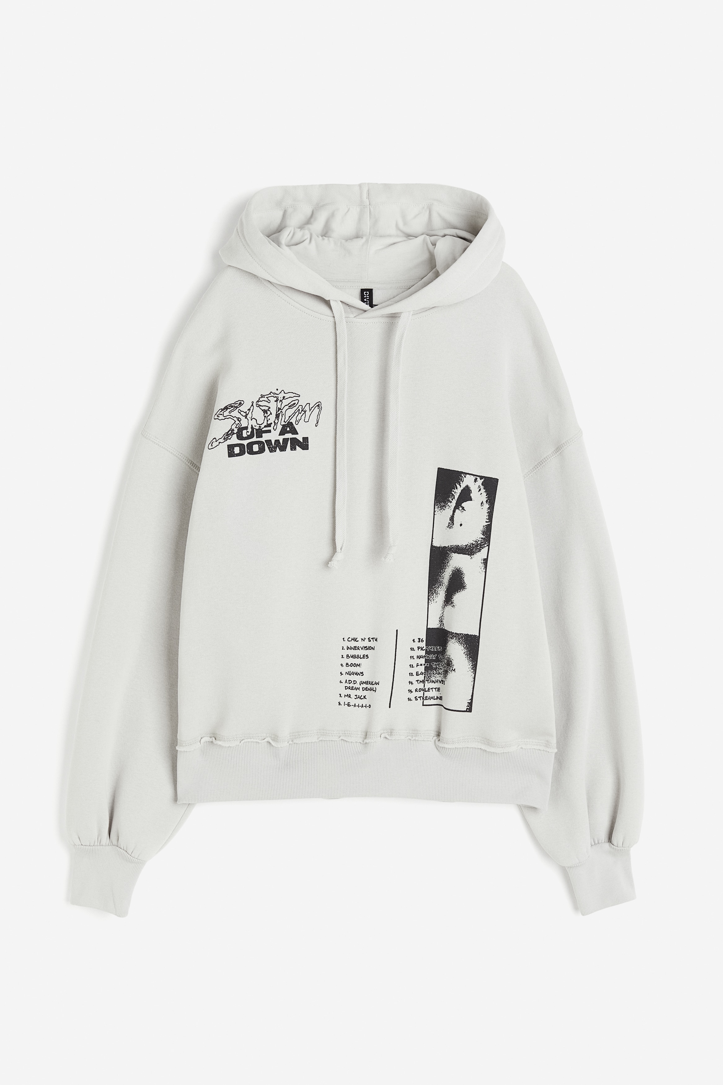 Women's Light grey/System of a Down Oversized print-motif hoodie | H&M