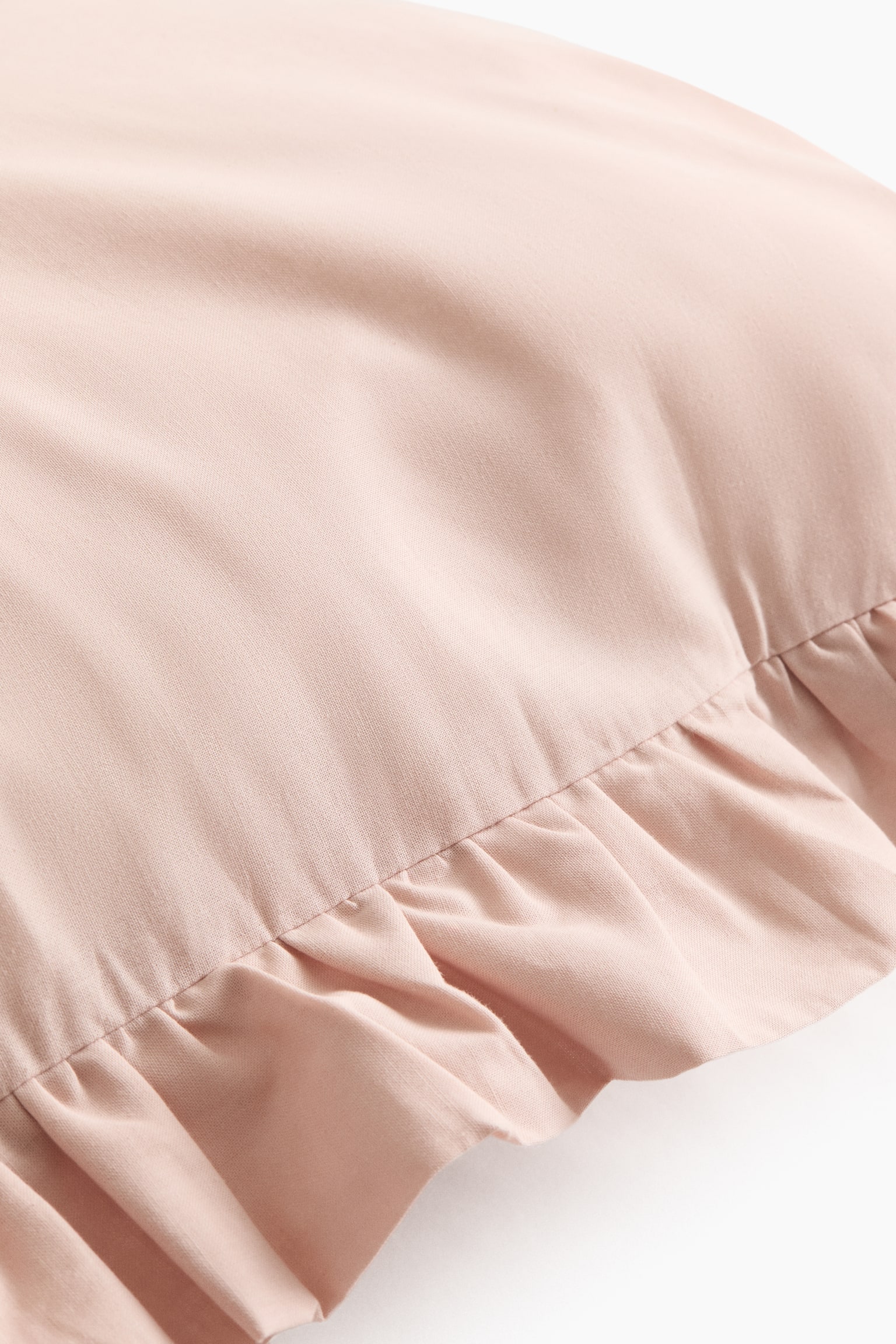 Frill-trimmed cotton cushion cover - Powder pink/Light greige/White - 2