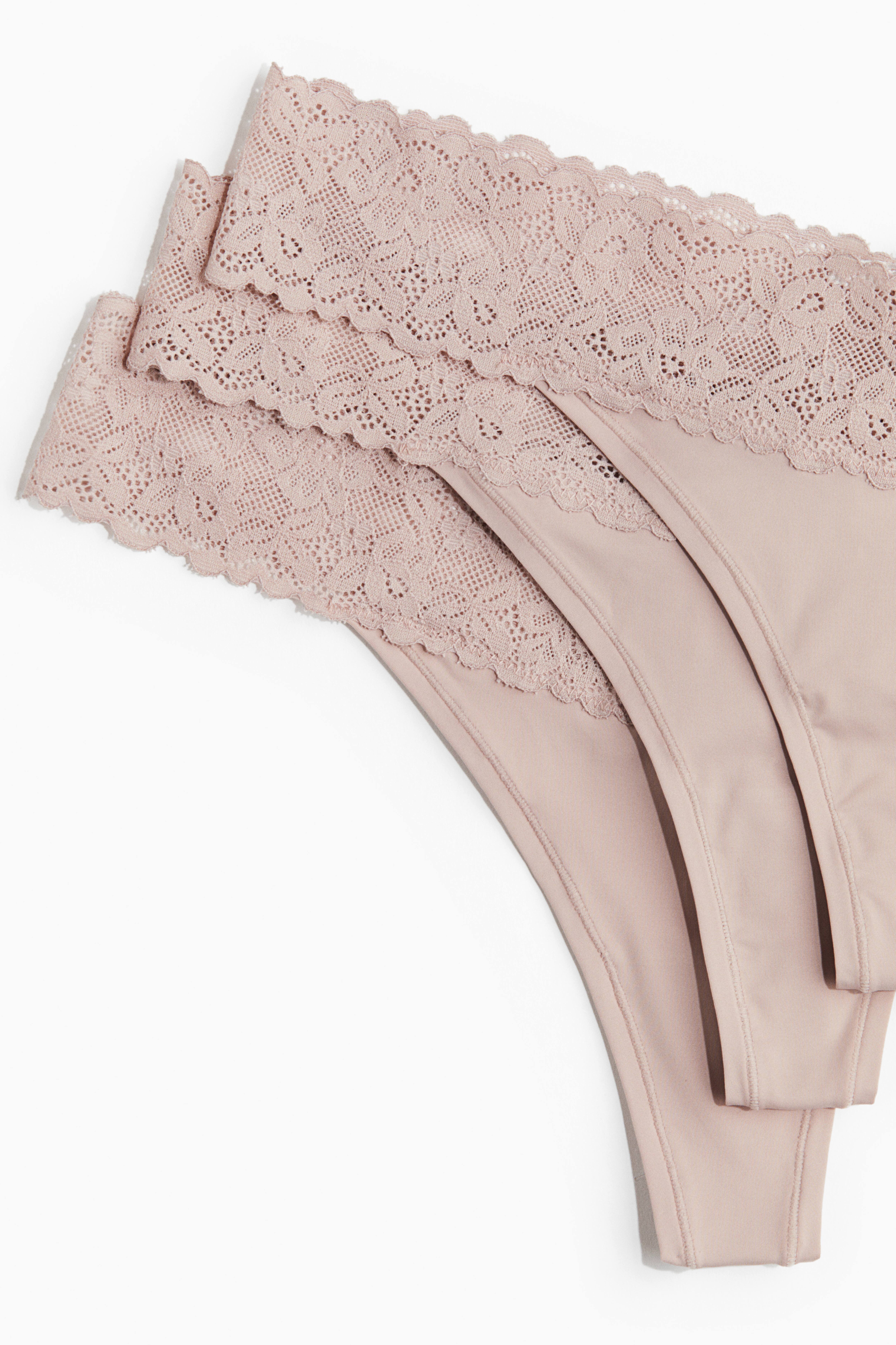 3-Pack Microfiber and Lace Thong Briefs