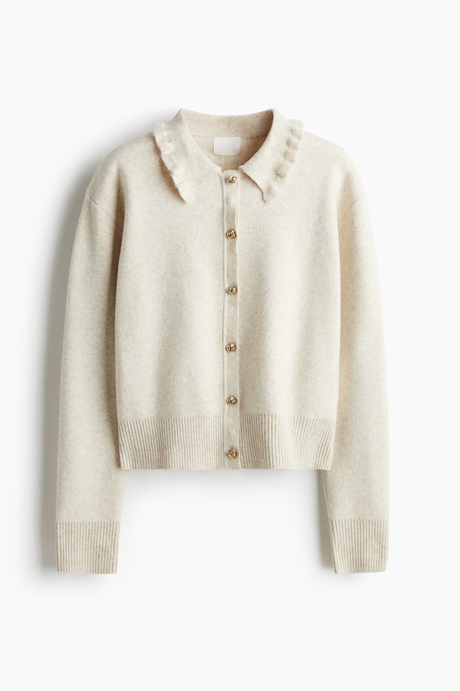Gilet avec col - Beige clair chiné - 1