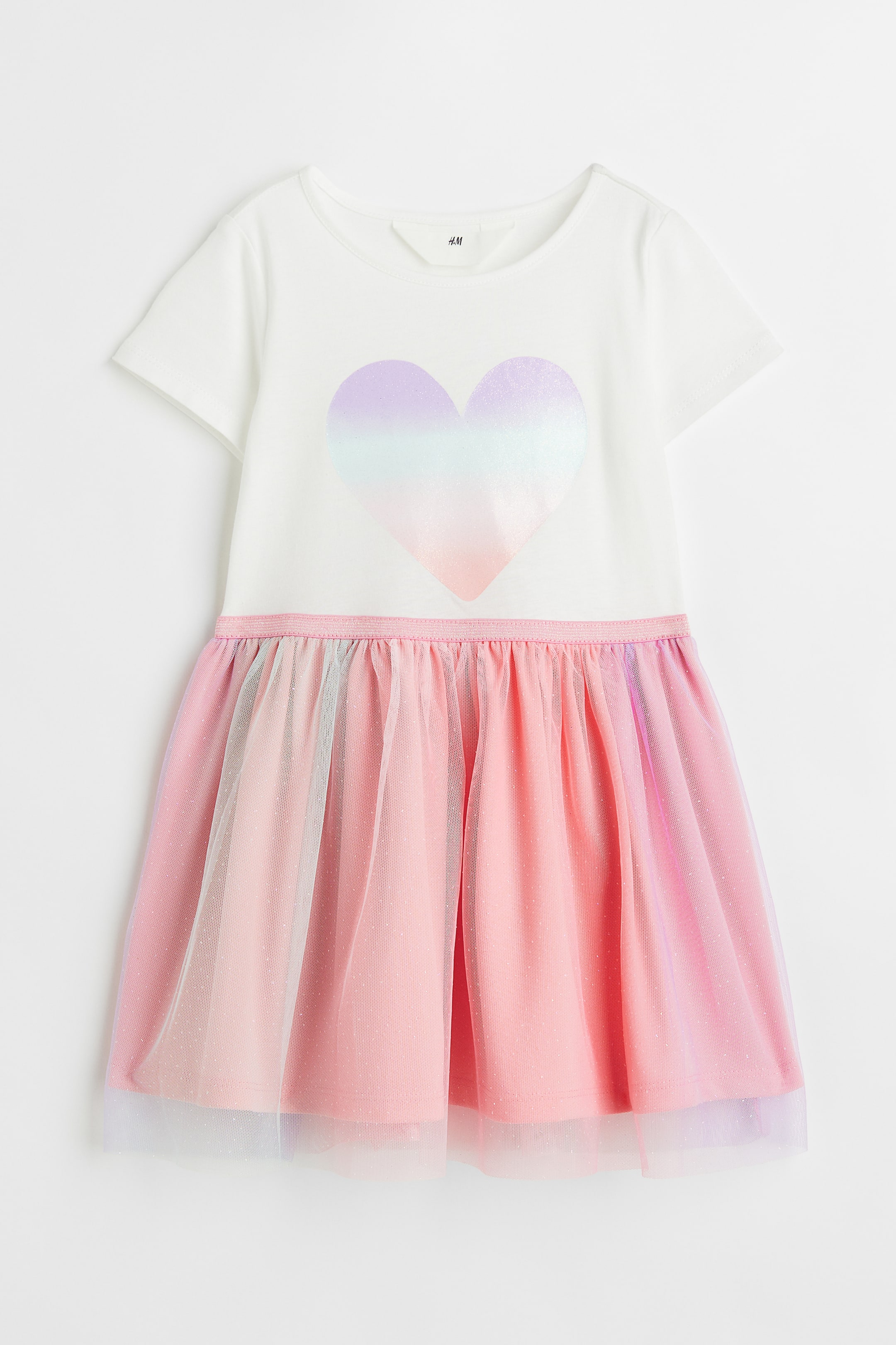 Xem ảnh lớn hơn: Váy jersey có chân váy tuyn - Màu hồng/Trái tim - Kids | H&M VN 1
