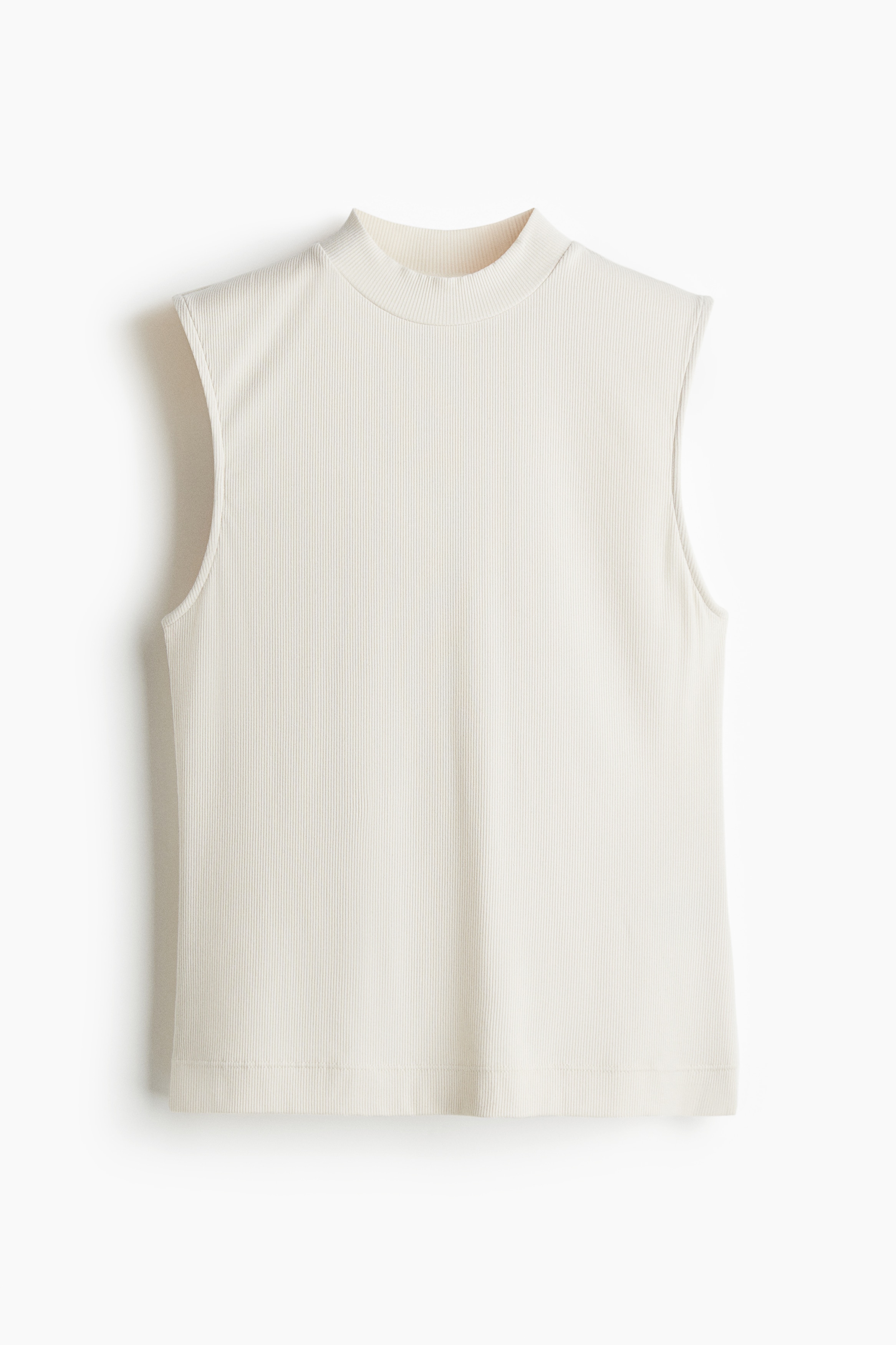 Top sin mangas con cuello cisne-Crema