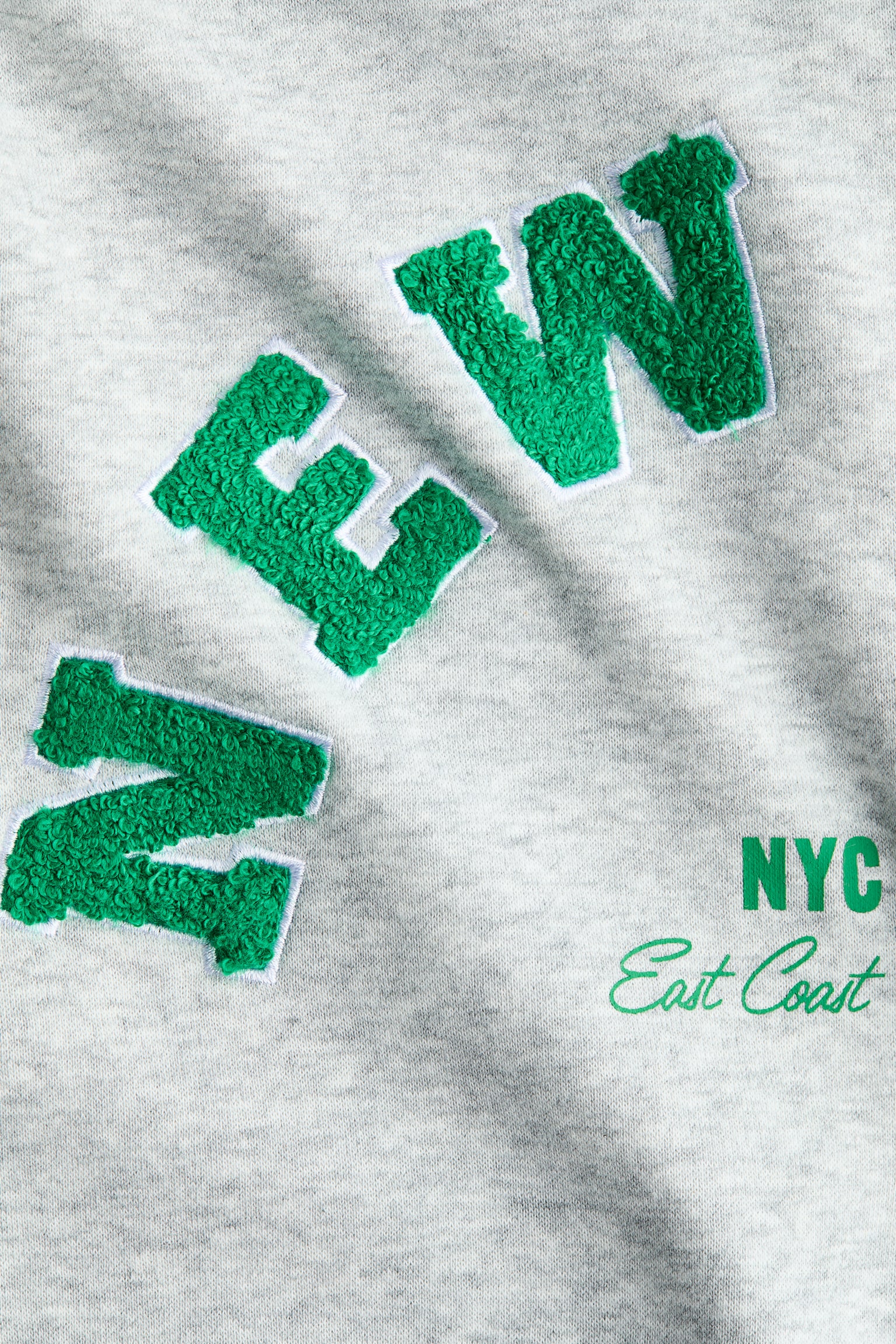 Motif-detail zip-trough hoodie - Grey marl/New York - 2