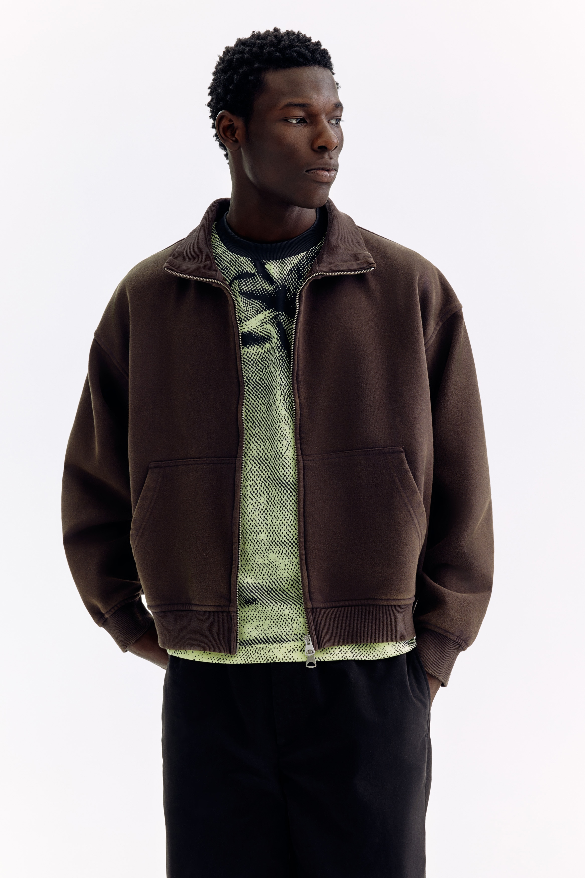 Men's Dark brown Relaxed-Fit Boxy Track Jacket | H&M US