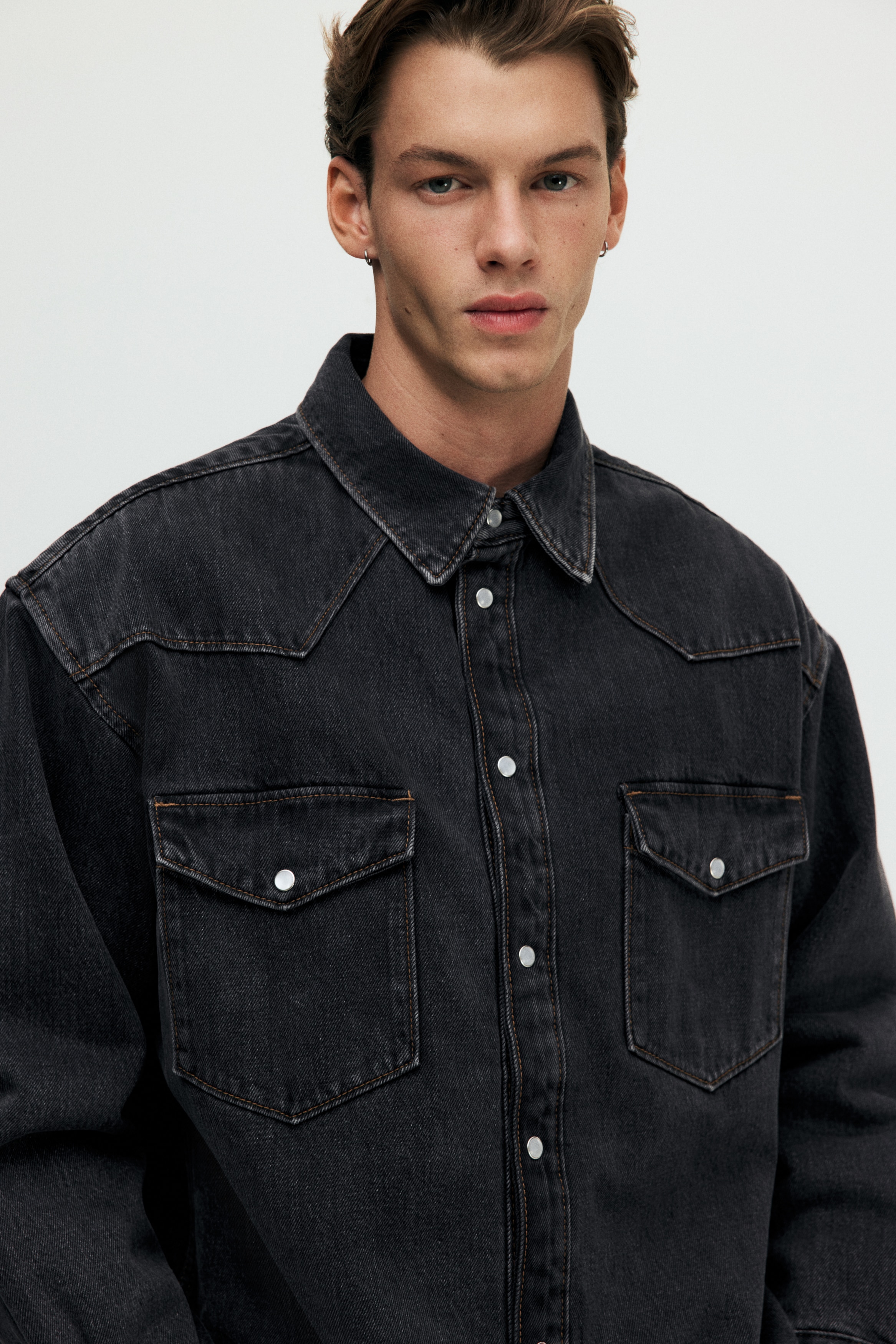 Oversized Fit Padded denim shirt